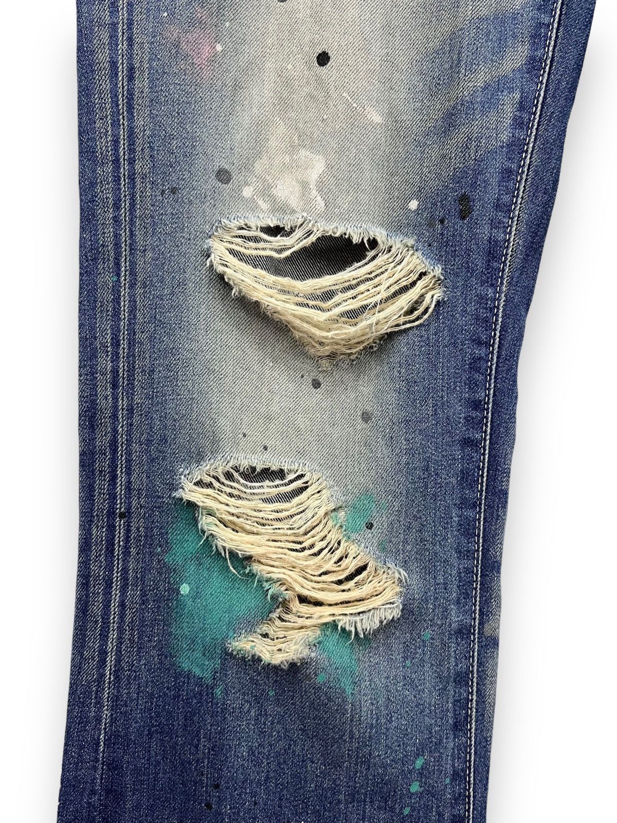 Vanquish 🔥VANQUISH FLARE“SEX IS HEAVEN” MudMax Ripped Splatter Denim Size US 31 - 10 Thumbnail