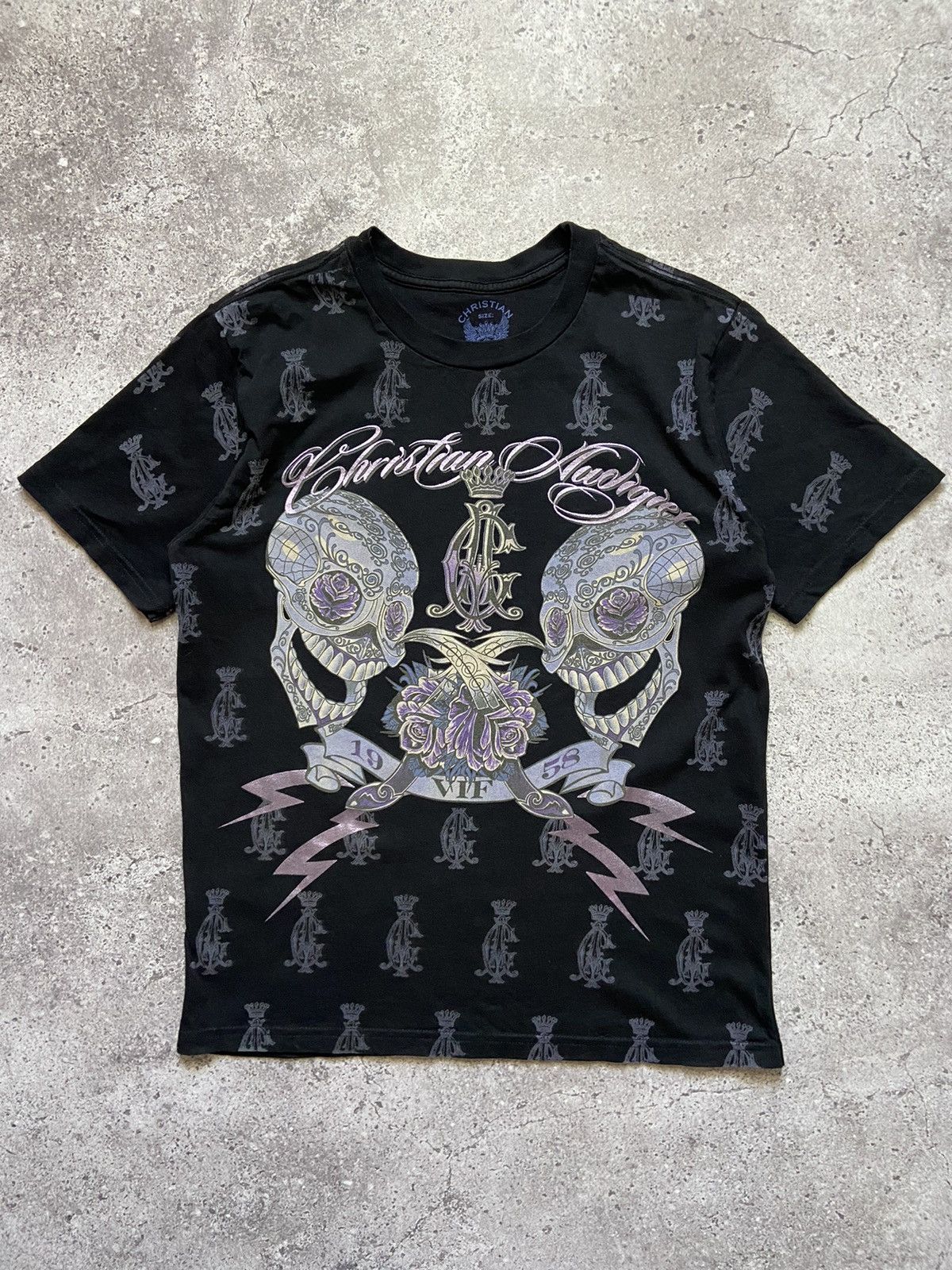 Christian Audigier × Ed Hardy × Vintage CHRISTIAN AUDIGIER ED HARDY STYLE TEE Size US XS / EU 42 / 0 - 1 Thumbnail