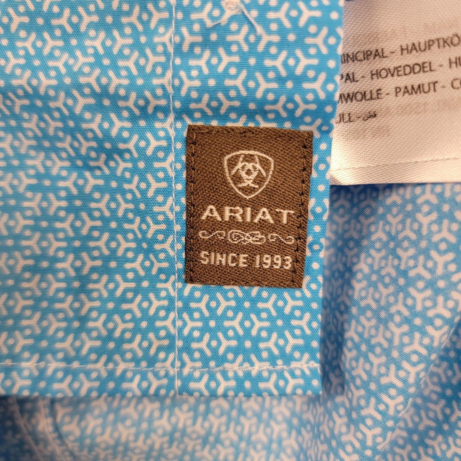 Ariat Ariat Shirt Mens Blue Simeon Classic Fit Short Sleeve Button Size US M / EU 48-50 / 2 - 10 Thumbnail
