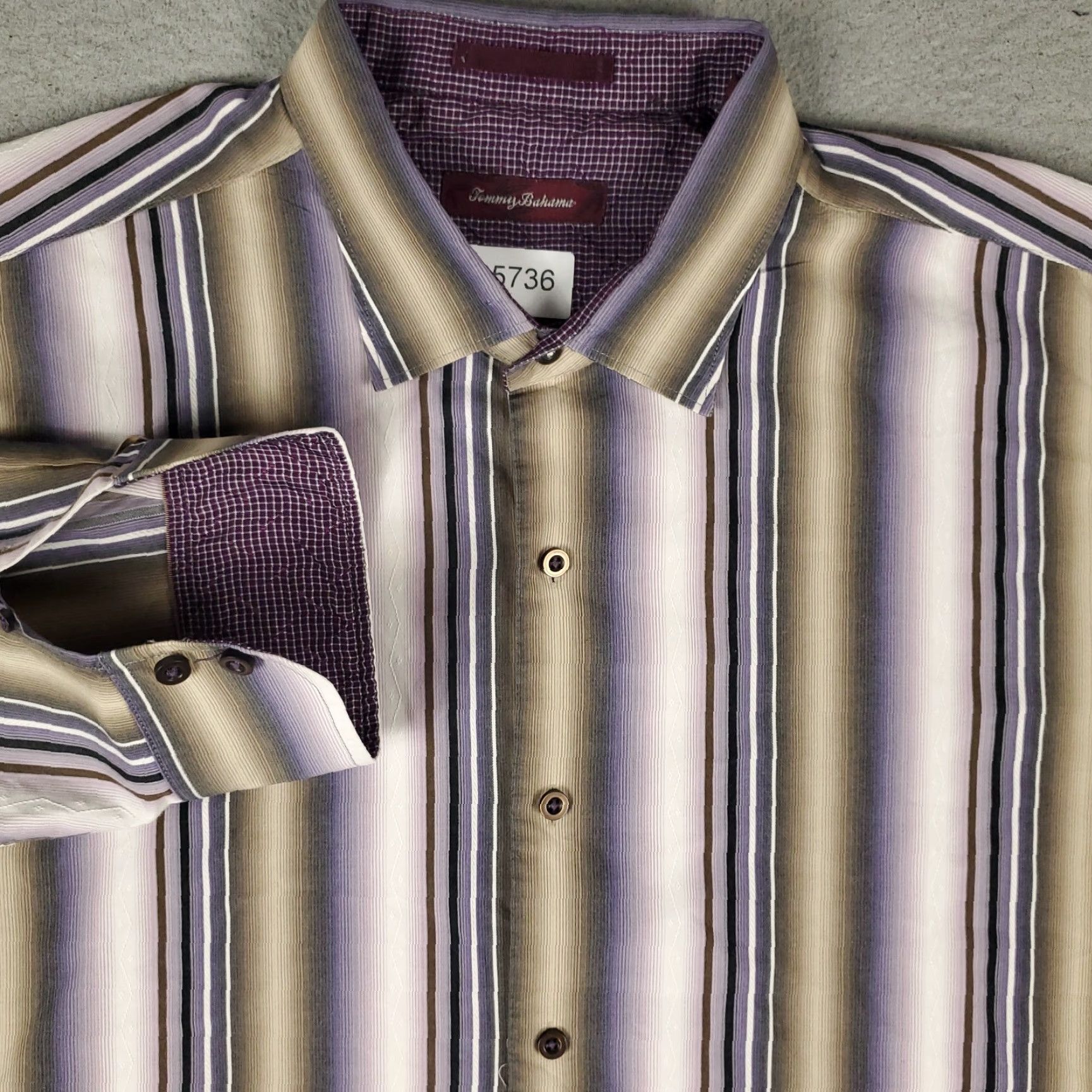 Tommy Bahama Tommy Bahama Shirt Mens 2XL Purple Striped Cotton Button Up Long Sleeve Size US XXL / EU 58 / 5 - 2 Thumbnail