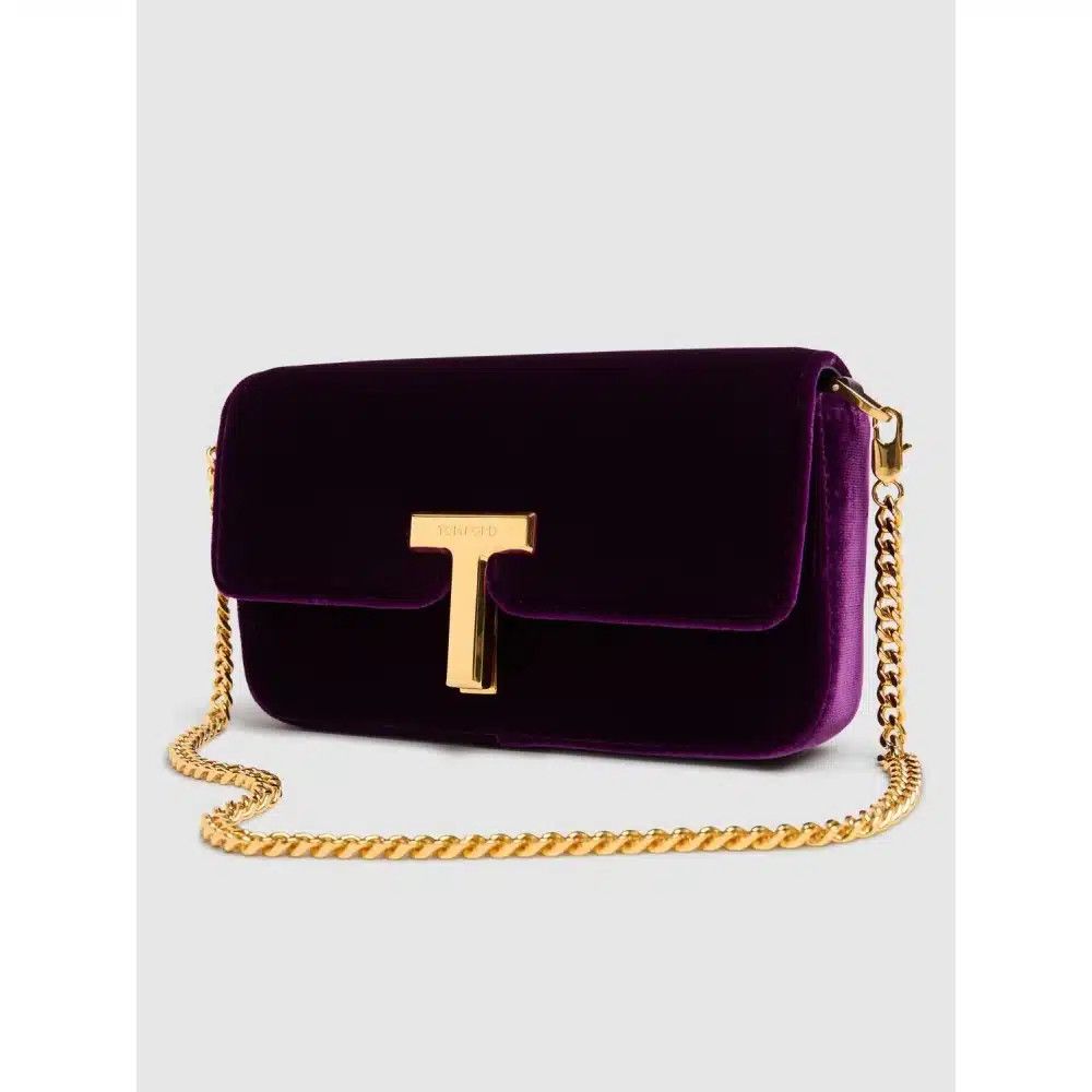 Tom Ford o1loc1c0825 L1835 Size: OS / Velvet Clutch Bag in Purple Size ONE SIZE - 3 Thumbnail