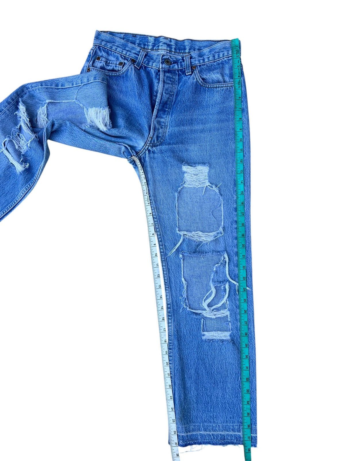 Levi's Vintage 80s Levi’s 501 Usa Distress Rips Denim Cropped Jeans Size US 29 - 4 Thumbnail