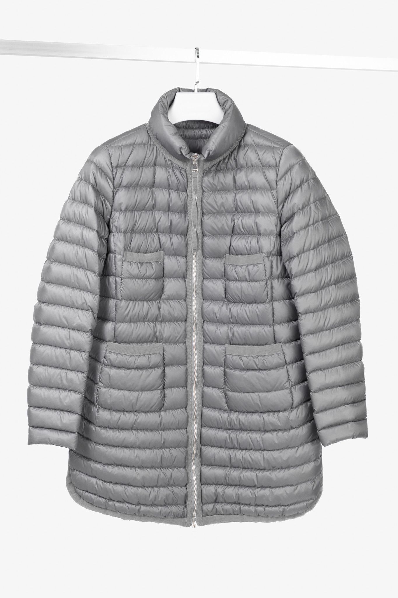 Moncler Moncler Longue Saison Bogue Grey Nylon Puffer Coat Size L / US 10 / IT 46 - 1 Thumbnail