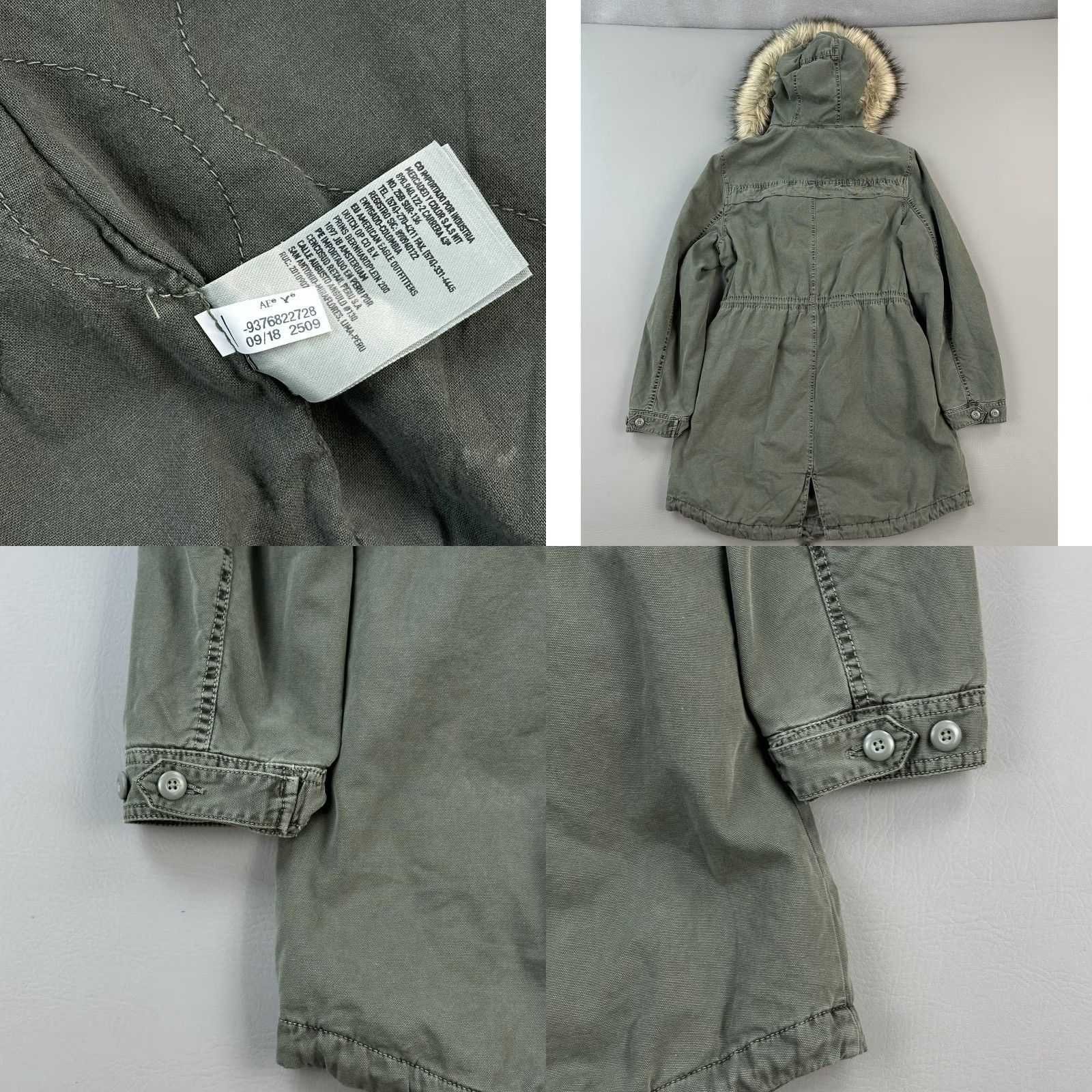American Eagle Outfitters American Eagle Jacket Womens Medium Olive Hooded Fur Trim Utility Military Parka Size M / US 6-8 / IT 42-44 - 8 Thumbnail