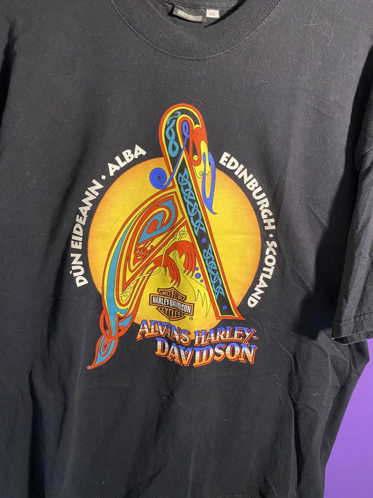 Harley Davidson × Vintage Vintage 90s Harley Davidson Edinburg Scotland t-shirt Size US XXL / EU 58 / 5 - 3 Thumbnail