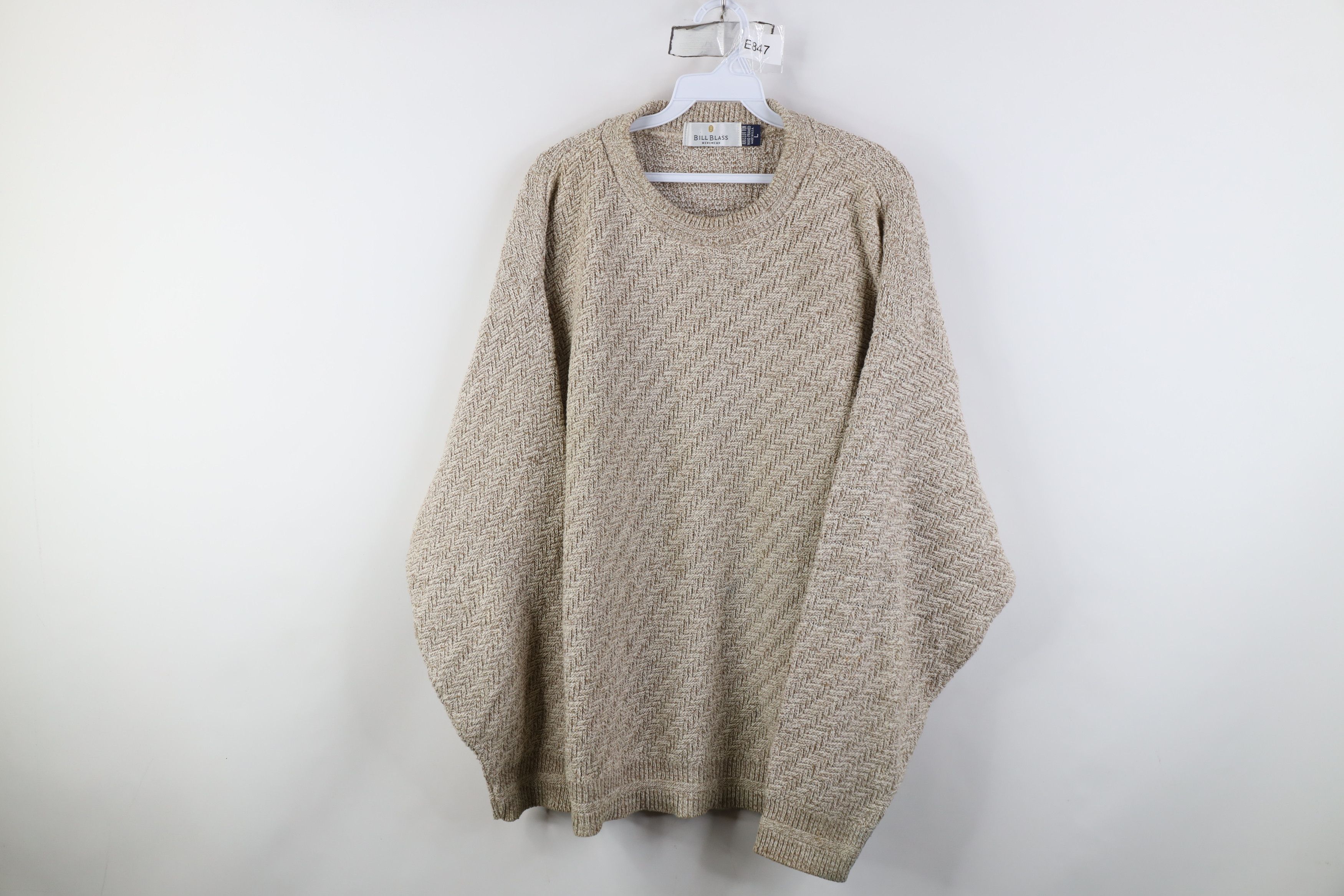 Vintage Vintage 90s Streetwear Framed Cotton Knit Sweater Beige USA Size US L / EU 52-54 / 3 - 1 Thumbnail