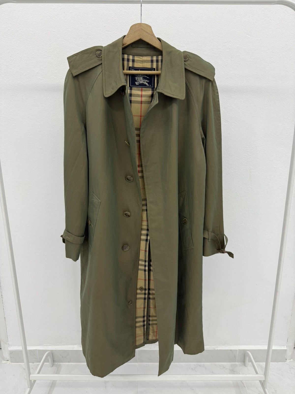 Burberry Prorsum BURBERRYS PRORSUM Trench Coat Nova Checkered Metallic Green Size US M / EU 48-50 / 2 - 1 Thumbnail
