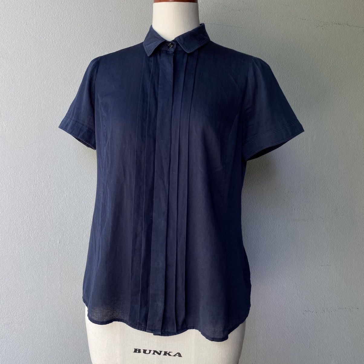 Burberry BURBERRY Soft Navy Pleated Blouse Size S / US 4 / IT 40 - 20 Thumbnail
