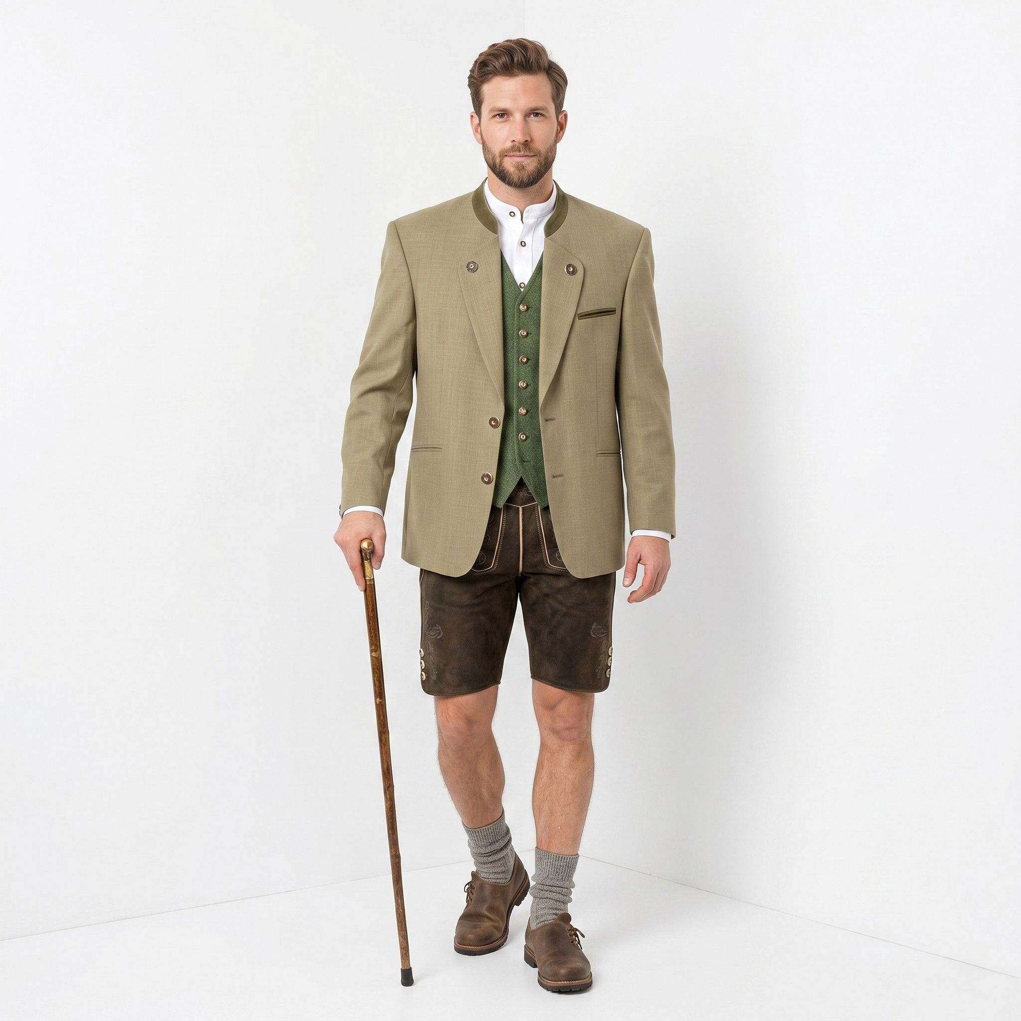 Vintage Walbusch Men 25 40 Blazer Green Linen Blend Tyrol 5072 Size 40R - 1 Thumbnail