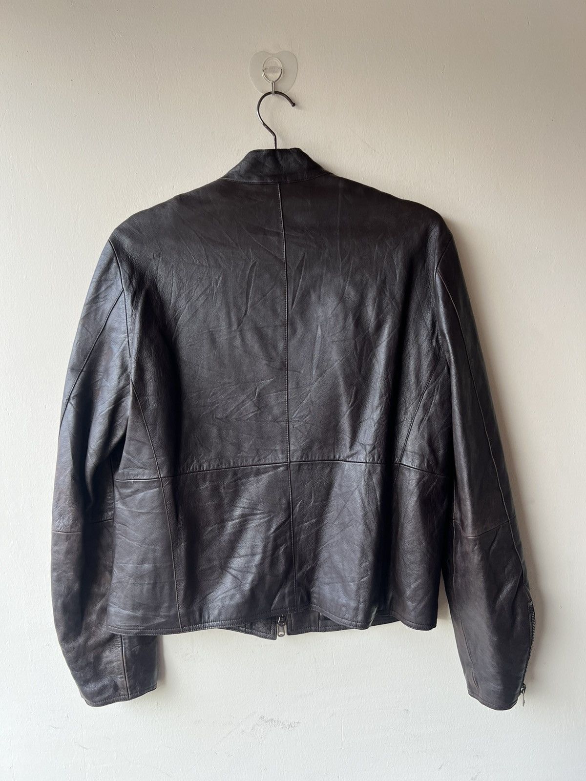 Emporio Armani Vintage Emporio Armani Faded Patina Leather Racer Jacket Size US M / EU 48-50 / 2 - 3 Thumbnail