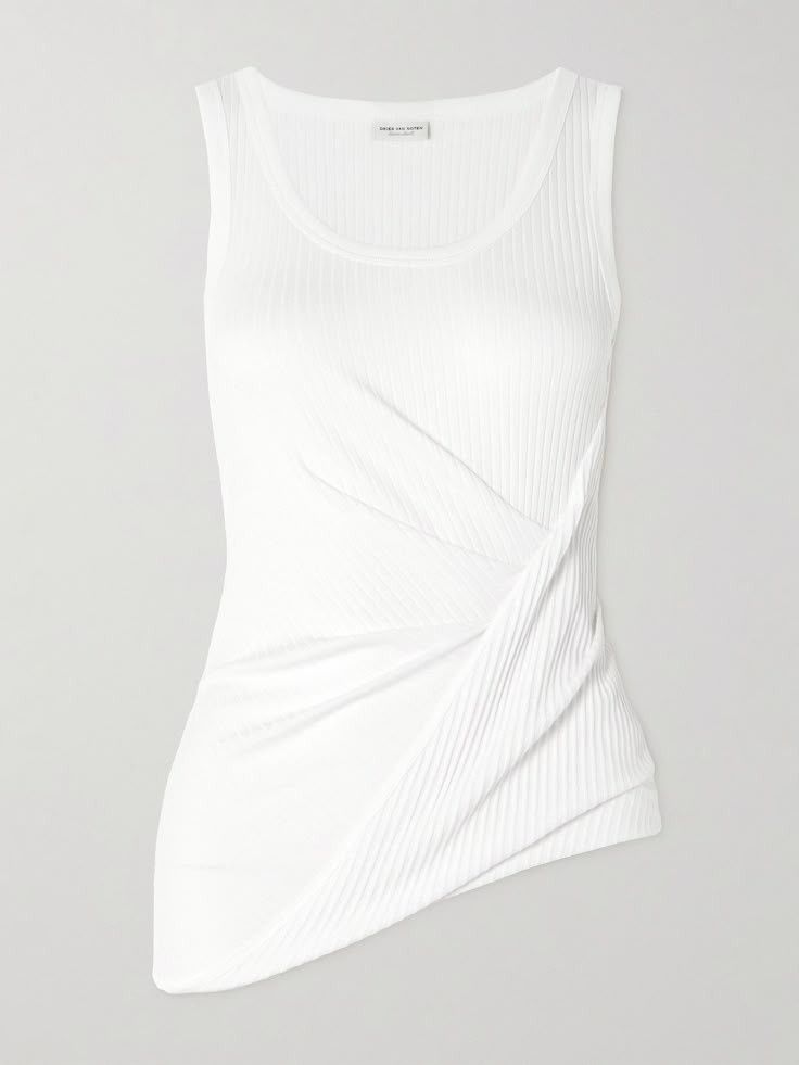 Dries Van Noten Dries Van Noten Hoga Asymmetric Ribbed Tank Top Size XS / US 0-2 / IT 36-38 - 1 Thumbnail