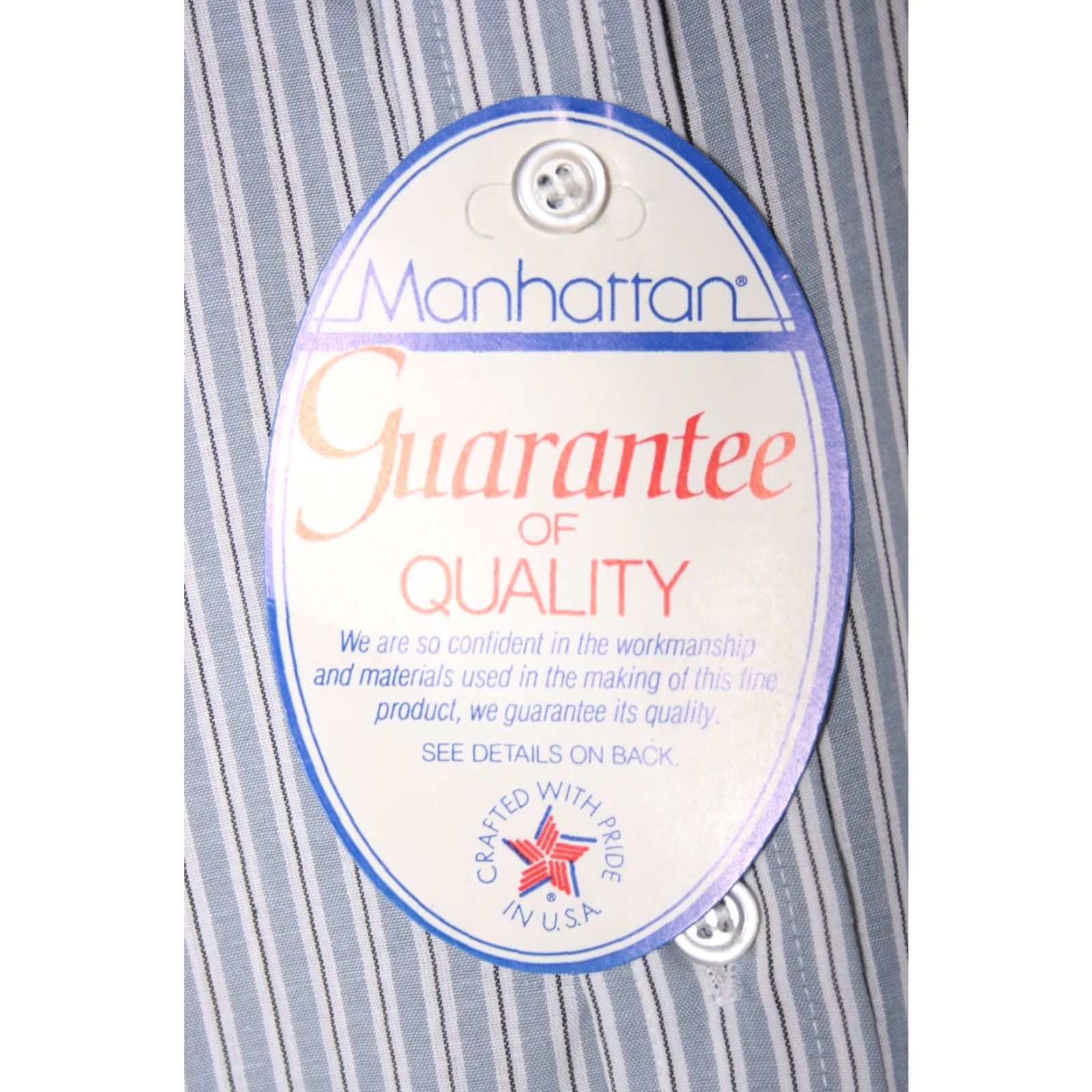 Vintage VINTAGE Manhattan Dress Shirt Striped Long Sleeve Blue/Black/White 16 34/35 Men Shirt Mens Size 16 34/35 Regular Neck 16 in Size 42R - 3 Thumbnail
