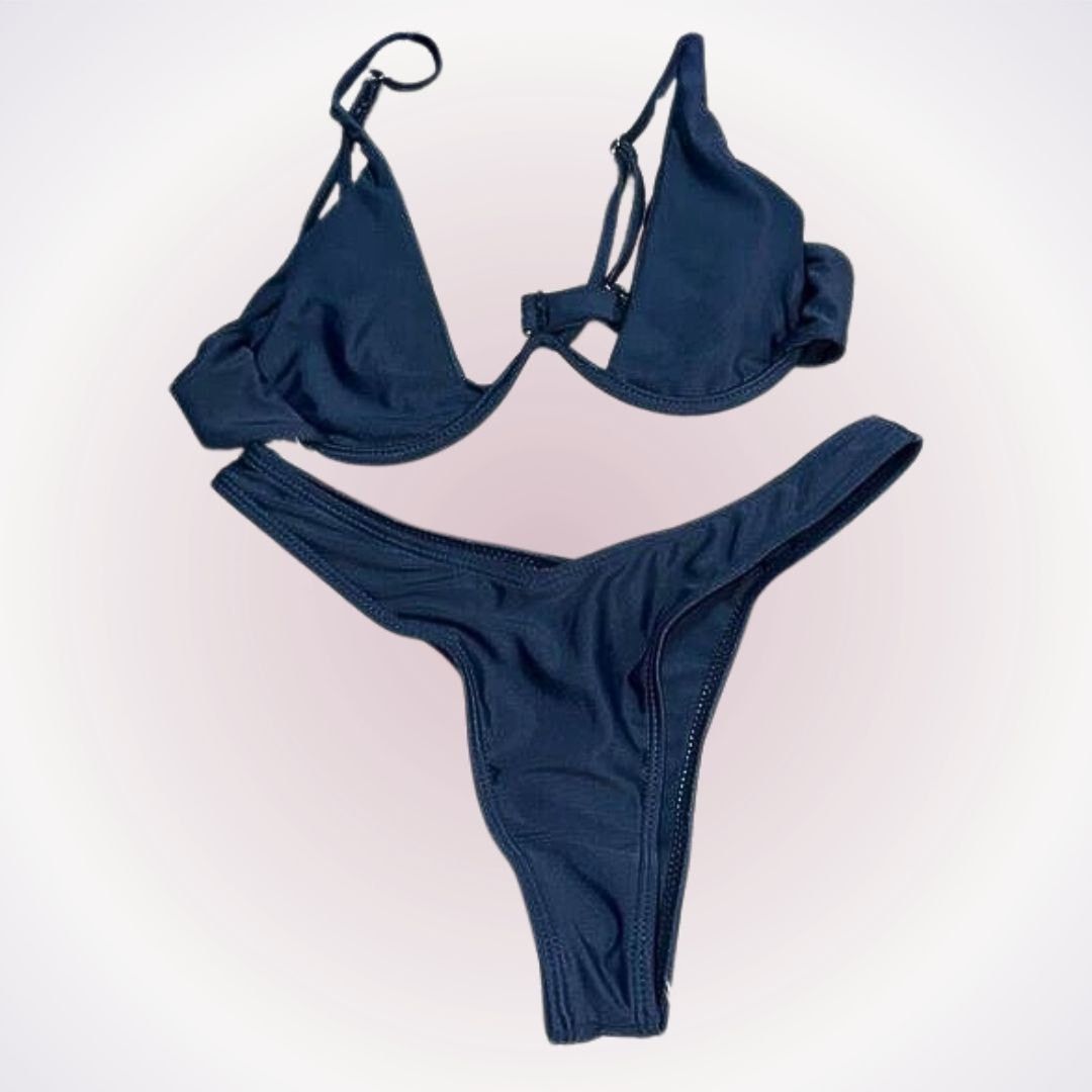 Other Dark Denim Blue Underwire Bikini Top and Bottoms Set | Sz S Size S / US 4 / IT 40 - 1 Thumbnail
