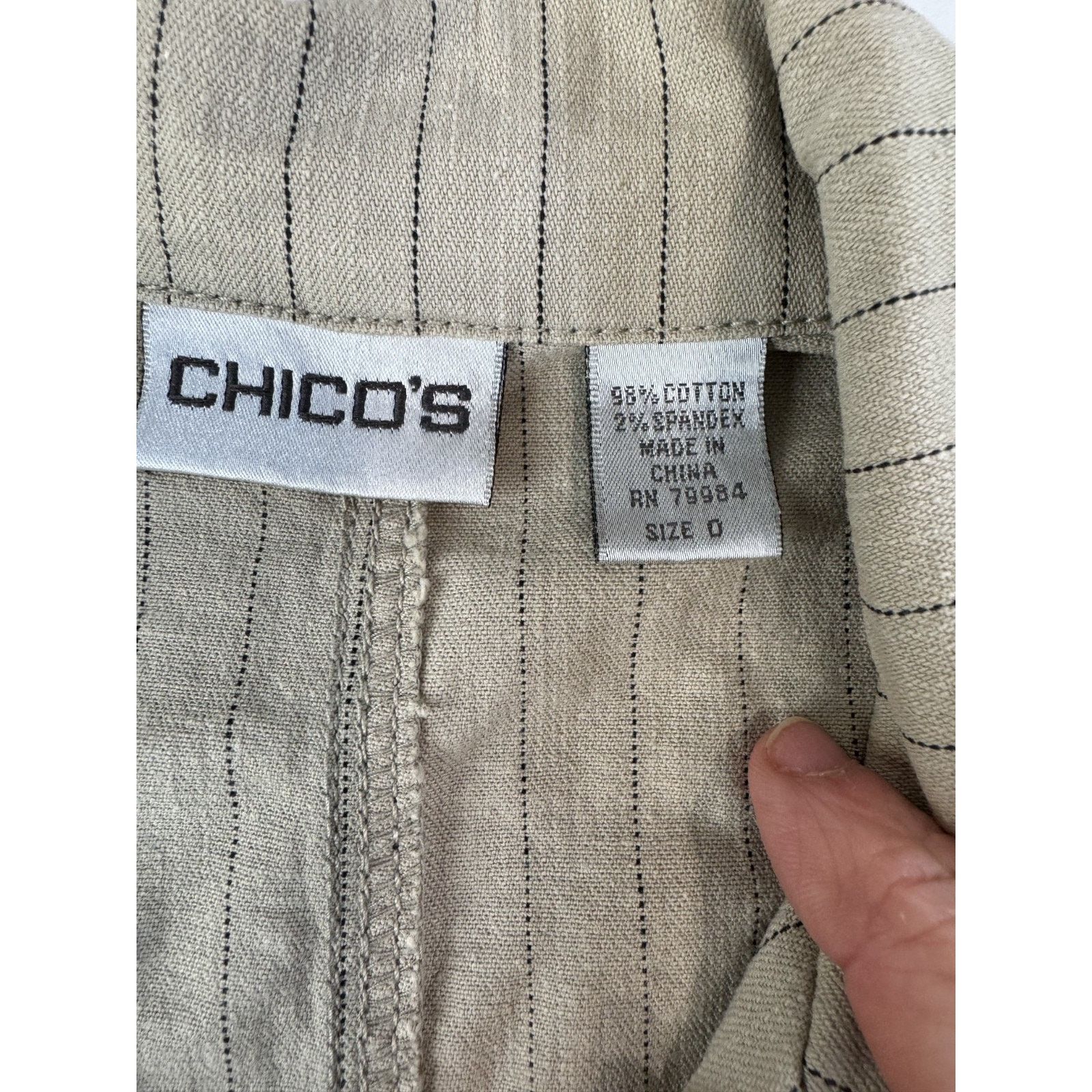 Chicos Grunge Chicos Cotton Cinched Waist Blazer 0 Neutral Preppy Size XS / US 0-2 / IT 36-38 - 4 Thumbnail