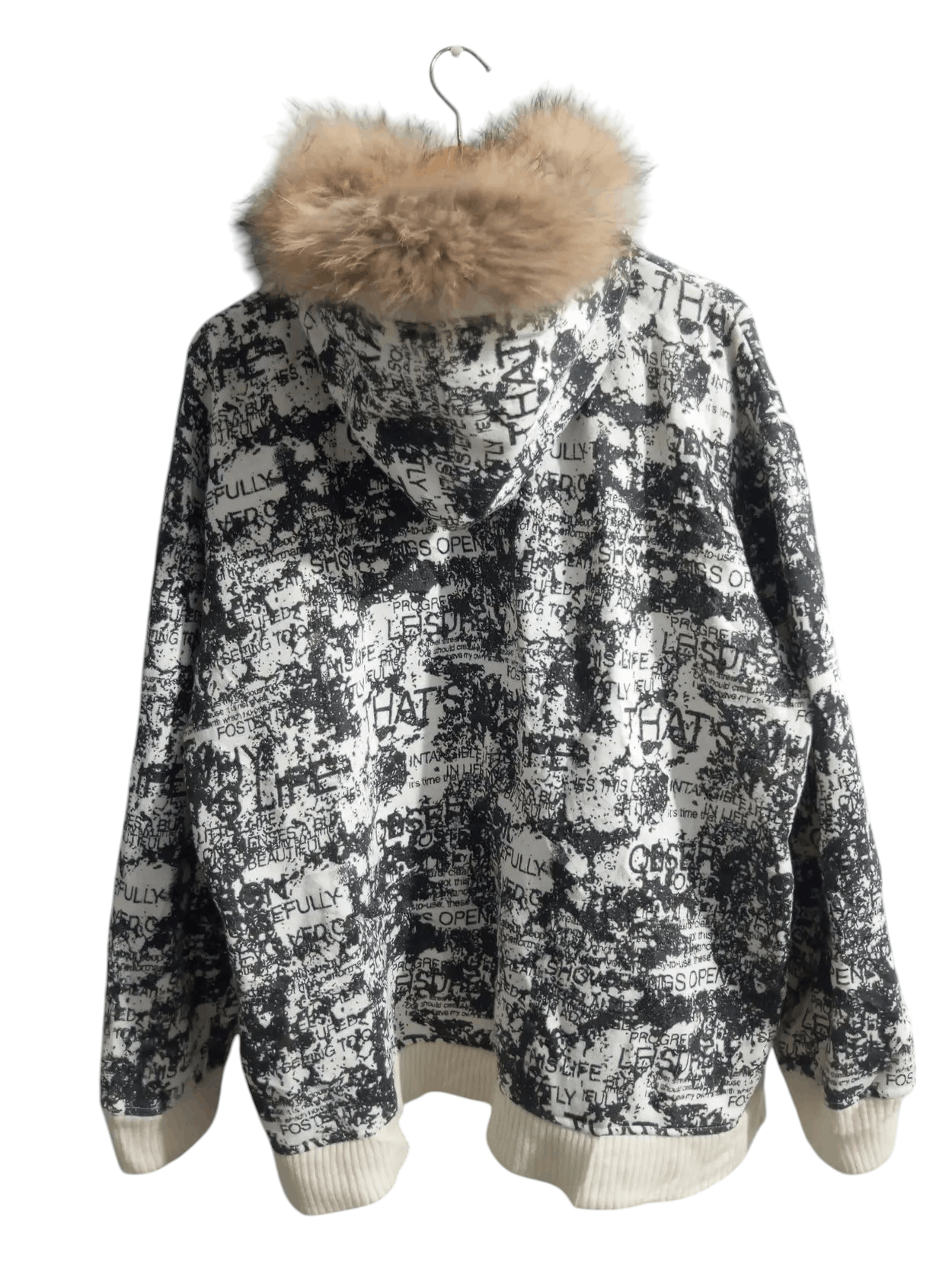 20471120 Vintage detective struct poem full print fur hoodie Size US XL / EU 56 / 4 - 2 Thumbnail