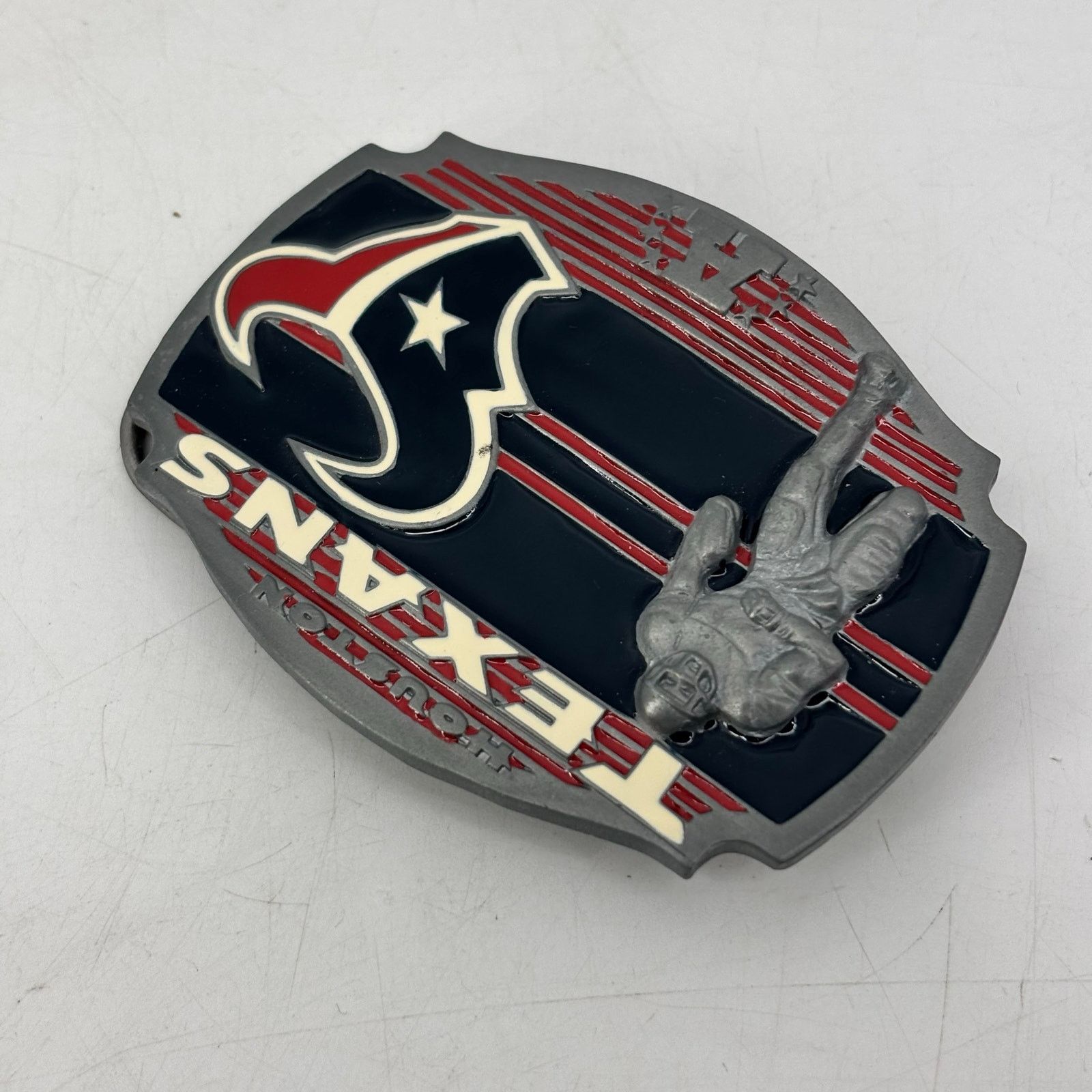 Vintage Houston Texans Belt Buckle Pewter Enamel 2008 Football Red Size ONE SIZE - 9 Thumbnail