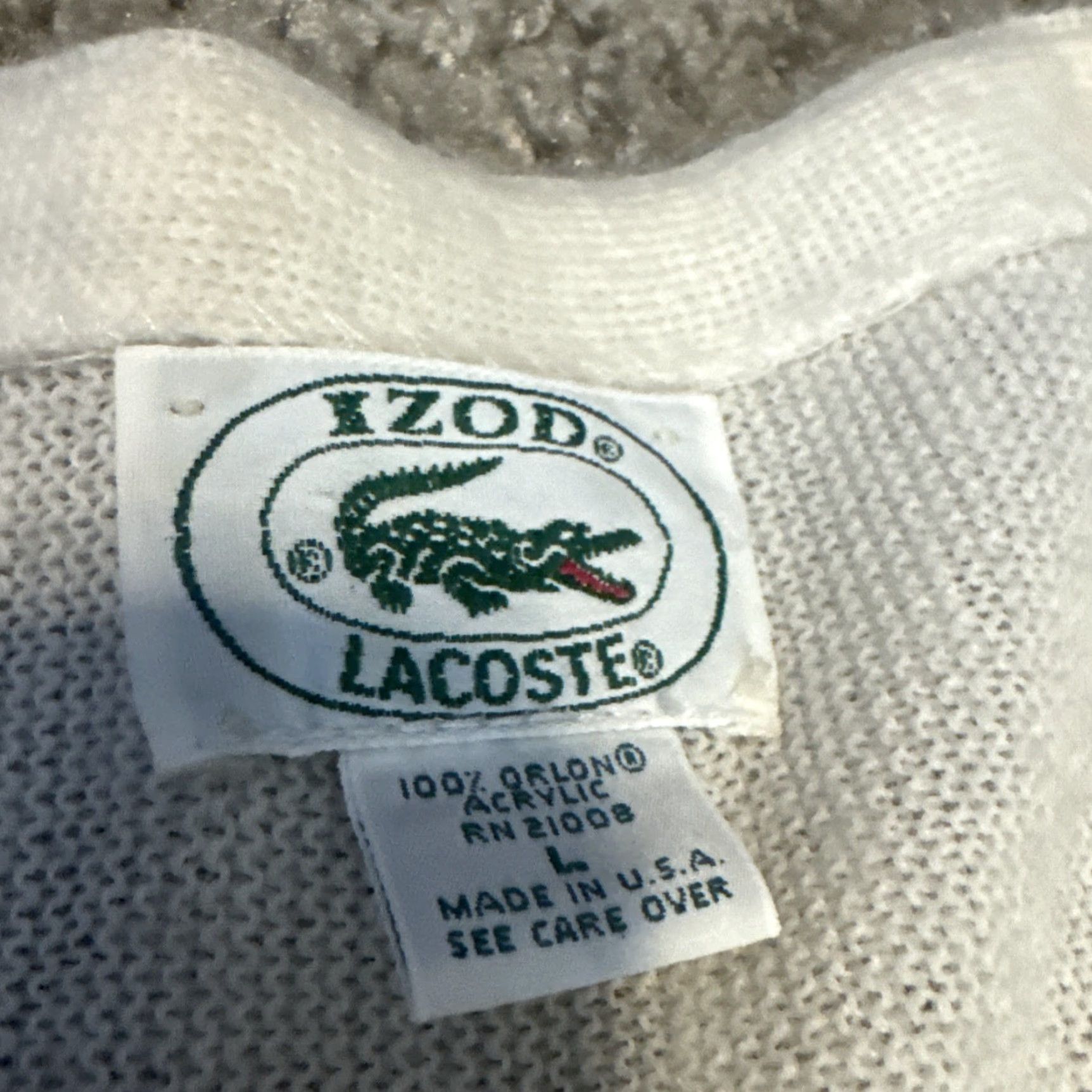 Lacoste VINTAGE 70s Izod Lacoste White Acrylic Knit Cardigan Sweater Large Mens Cardigan Knit White Lacoste 70s Izod Large Mens Size US L / EU 52-54 / 3 - 5 Thumbnail