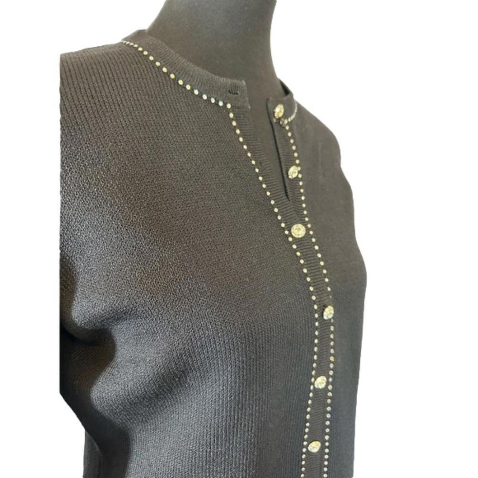 St. John St. John Evening Black Knit Cardigan with Diamond Buttons Size S / US 4 / IT 40 - 3 Thumbnail