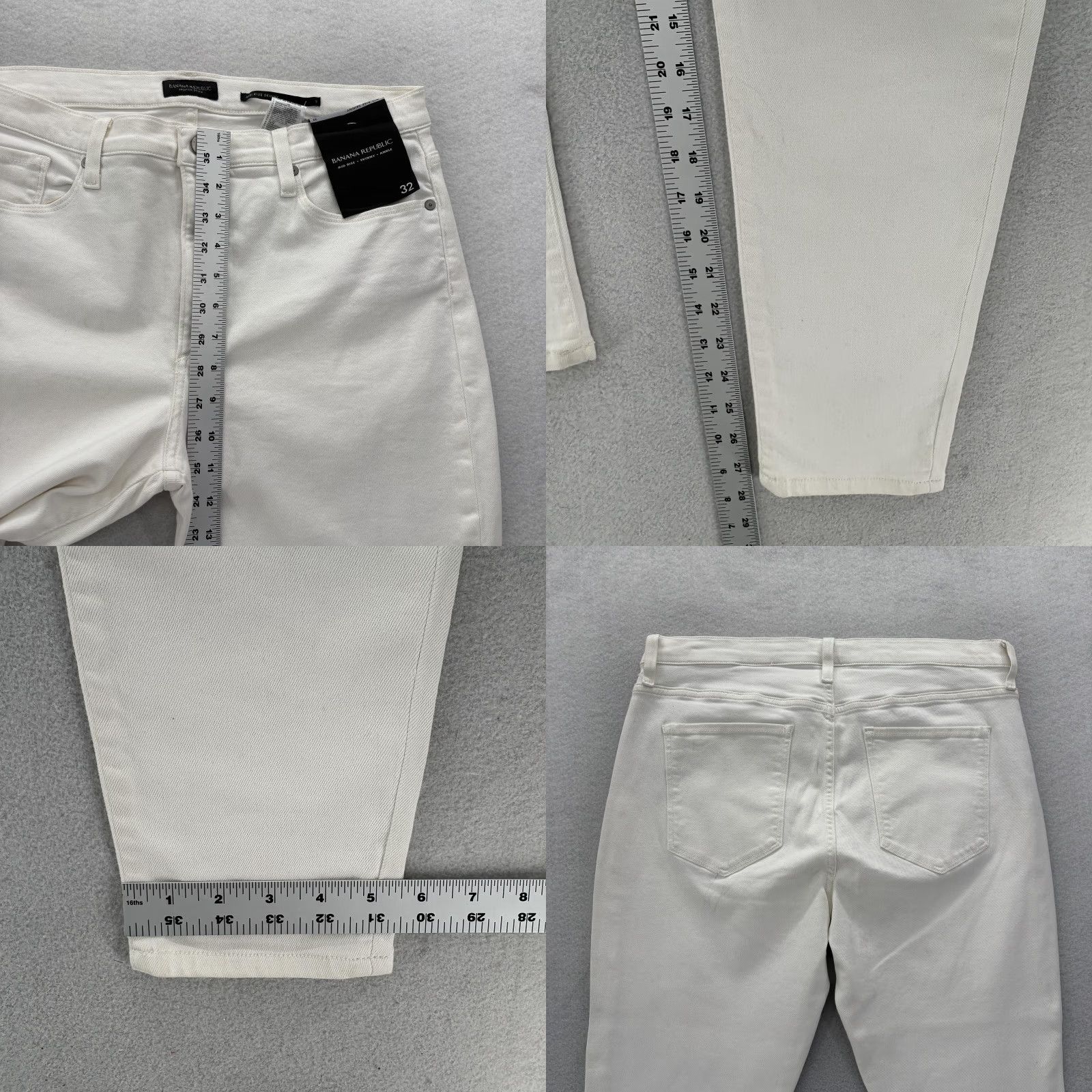 Banana Republic Banana Republic Jeans Womens 32 White Mid Rise Skinny Ankle Stretch Denim NWT Size 24" / US 00 / IT 34 - 8 Thumbnail