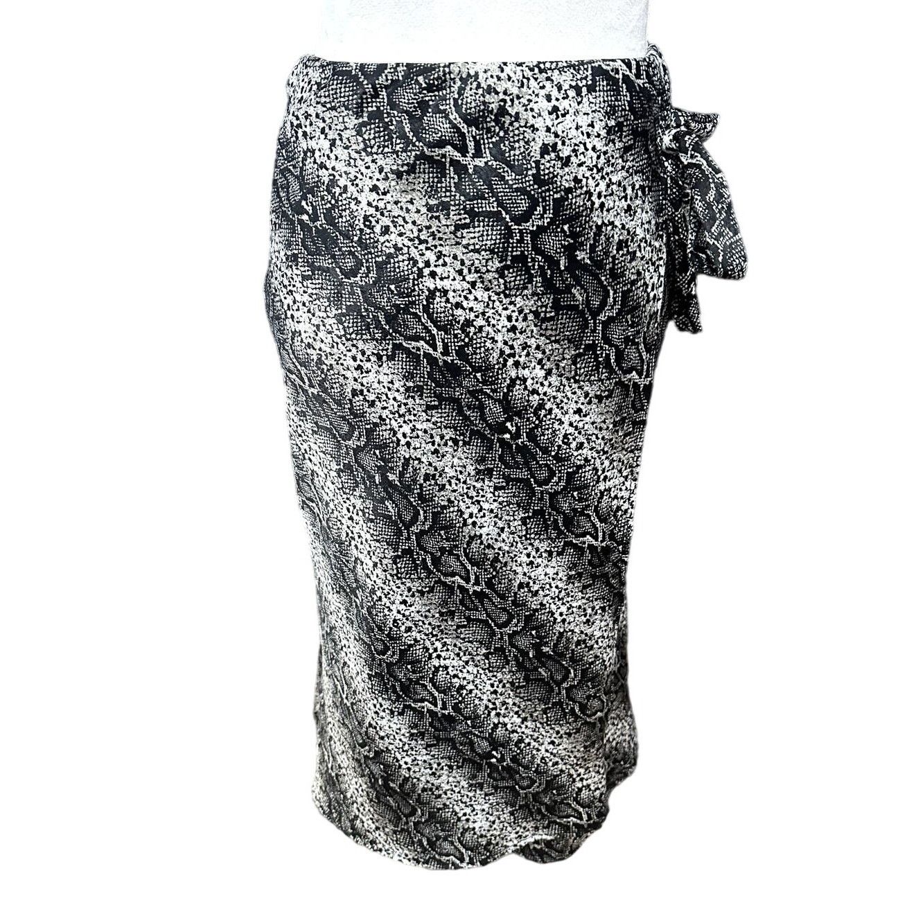 Other Forgotten Grace BlackWhite Snake Print Faux Wrap Skirt S NWT Size 28" / US 6 / IT 42 - 1 Thumbnail