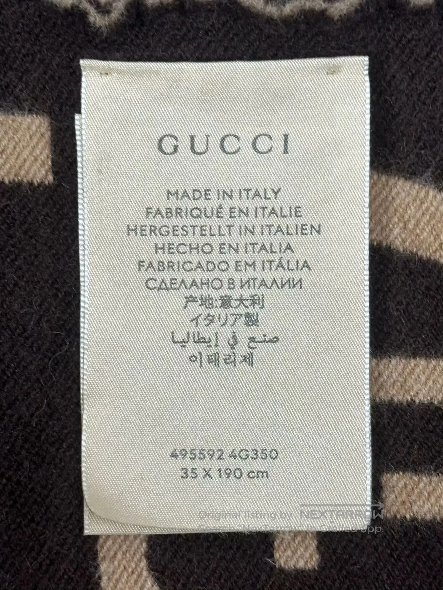 Gucci Guicci Caramel Double-Sided Full Print Logo Cashmere Scarf Size ONE SIZE - 5 Thumbnail