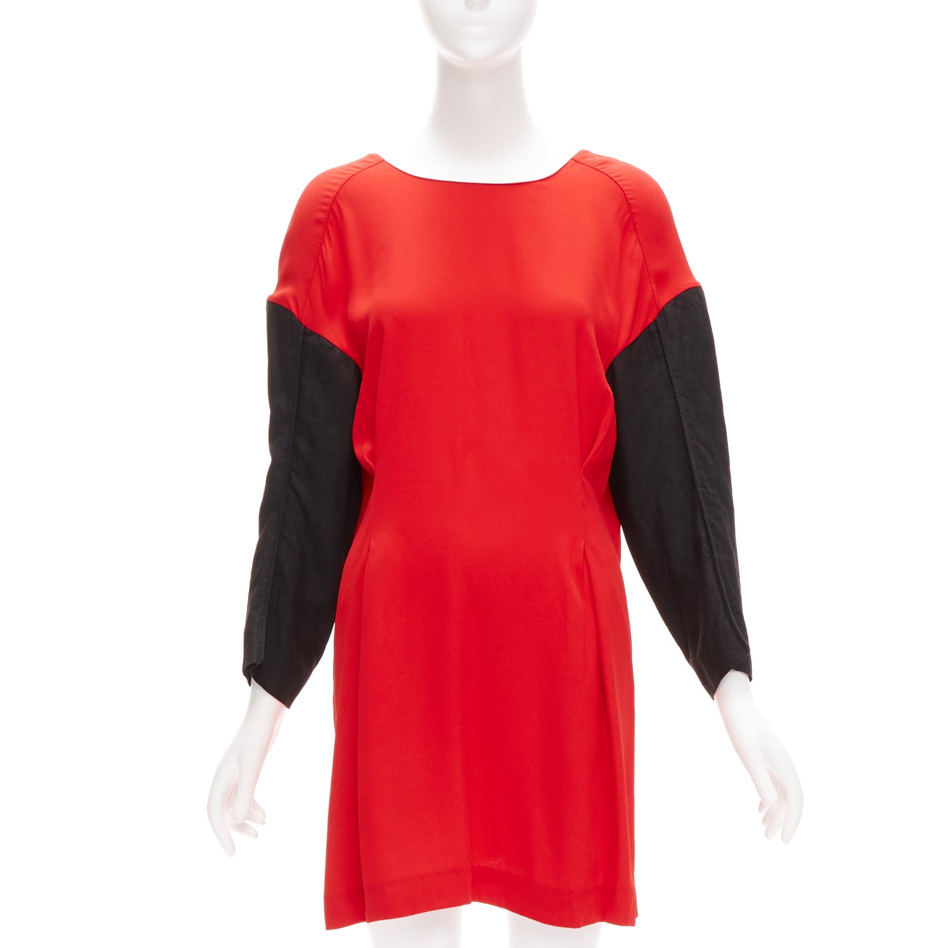 Marni MARNI red black contrast cutout armhole bateau tie back mini dress IT38 XS Size XS / US 0-2 / IT 36-38 - 1 Thumbnail