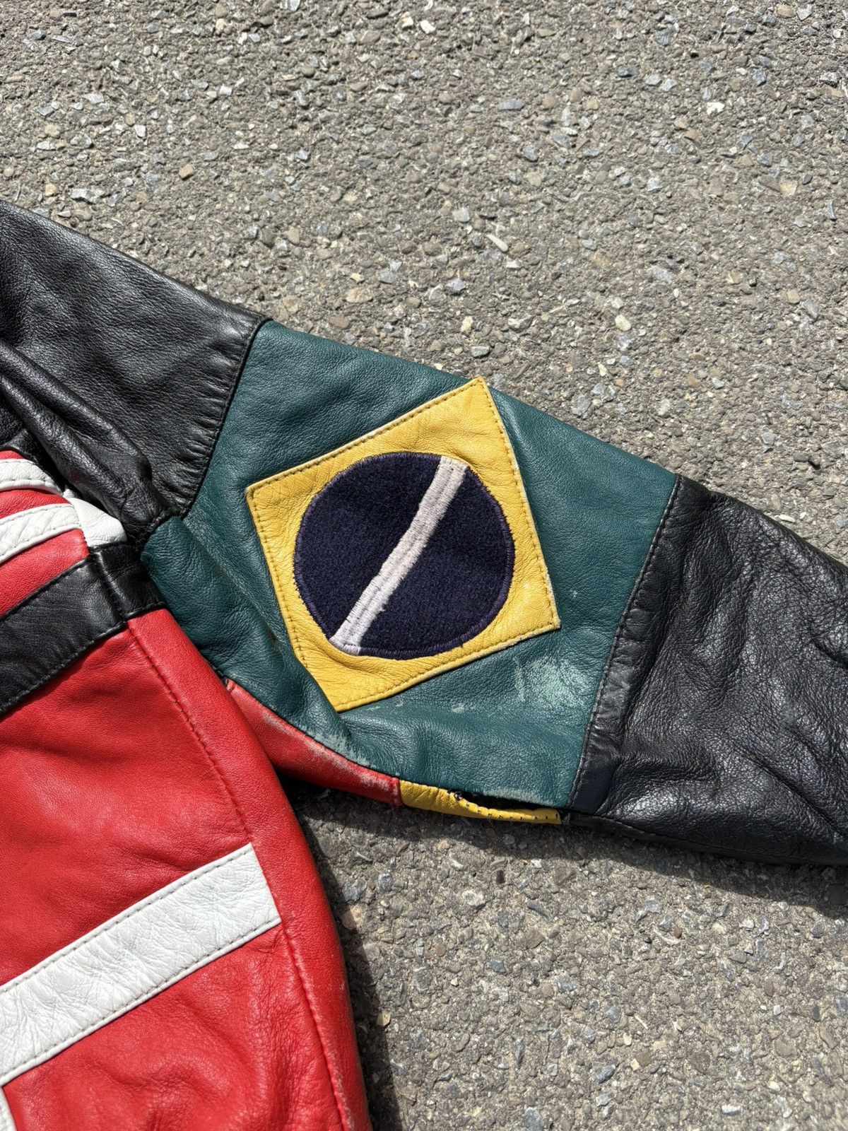 Vintage Vintage 80s Multi-Flag Leather Bomber Jacket by Akaso Size US M / EU 48-50 / 2 - 12 Thumbnail