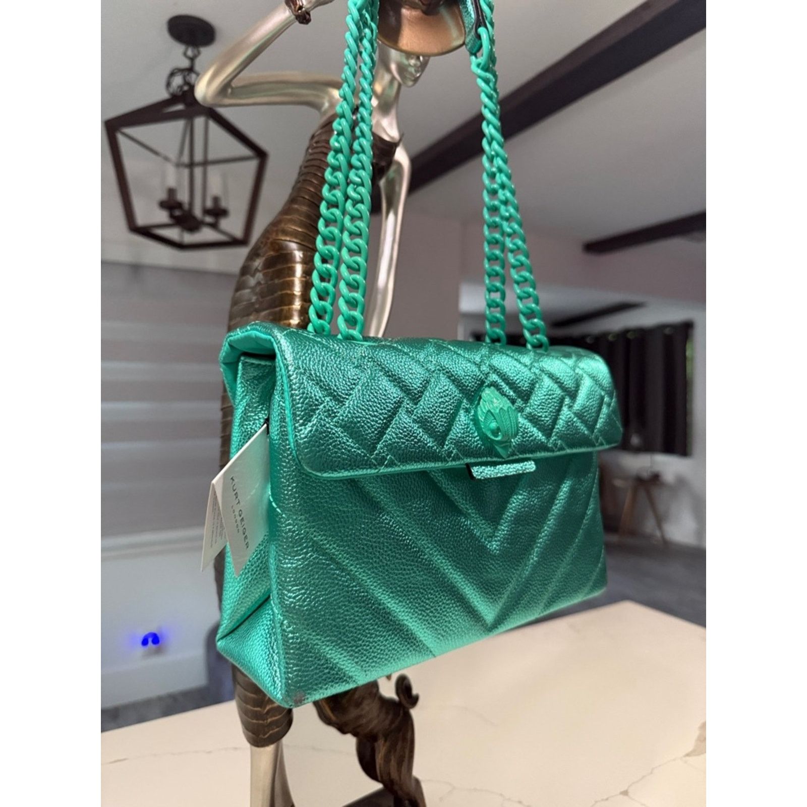 Kurt Geiger Kurt Geiger London Kensington Drench NWT! Metallic Green Size ONE SIZE - 12 Thumbnail