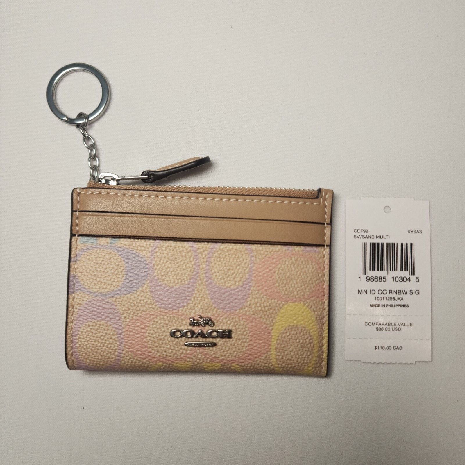 Coach CDF92 Coach Mini Skinny Id Case Rainbow Signature Sand Size ONE SIZE - 1 Thumbnail