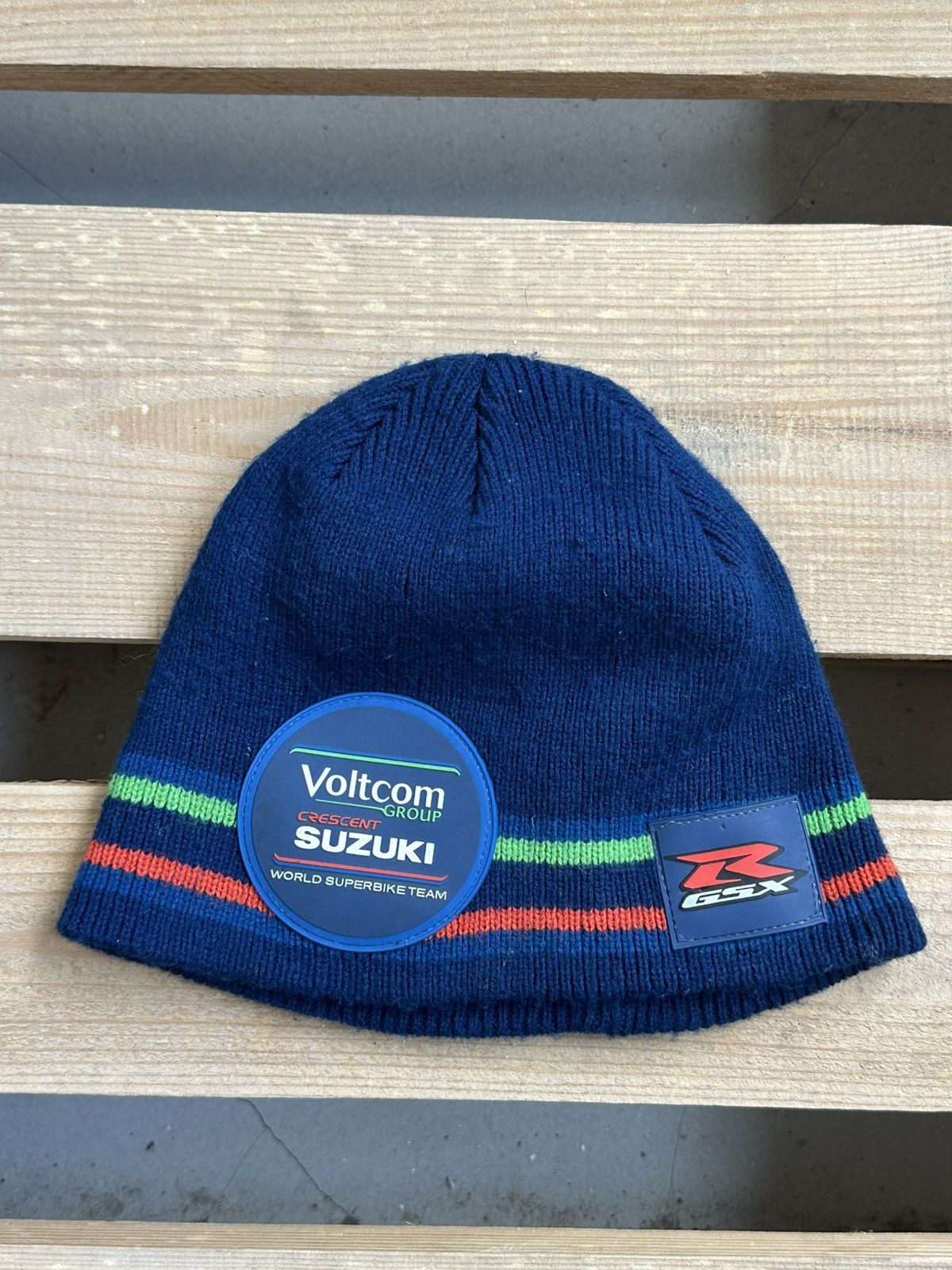 Vintage Vintage Suzuki GSXR Blue Racing Beanie Hat Size ONE SIZE - 1 Thumbnail