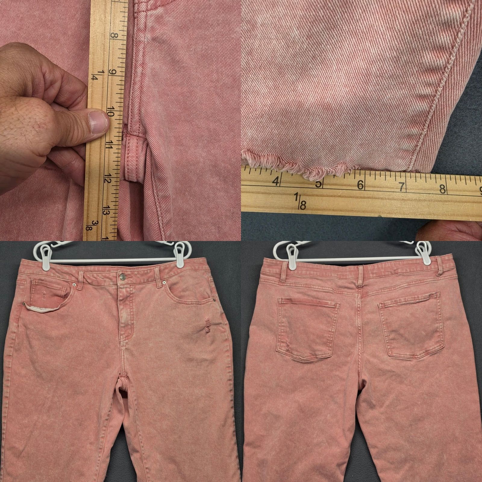 Vintage Time and Tru Pink Raw Hem Cropped Jeans Womens Plus Size 20 Stretch Denim Pants Size 42" / US 20 - 8 Thumbnail