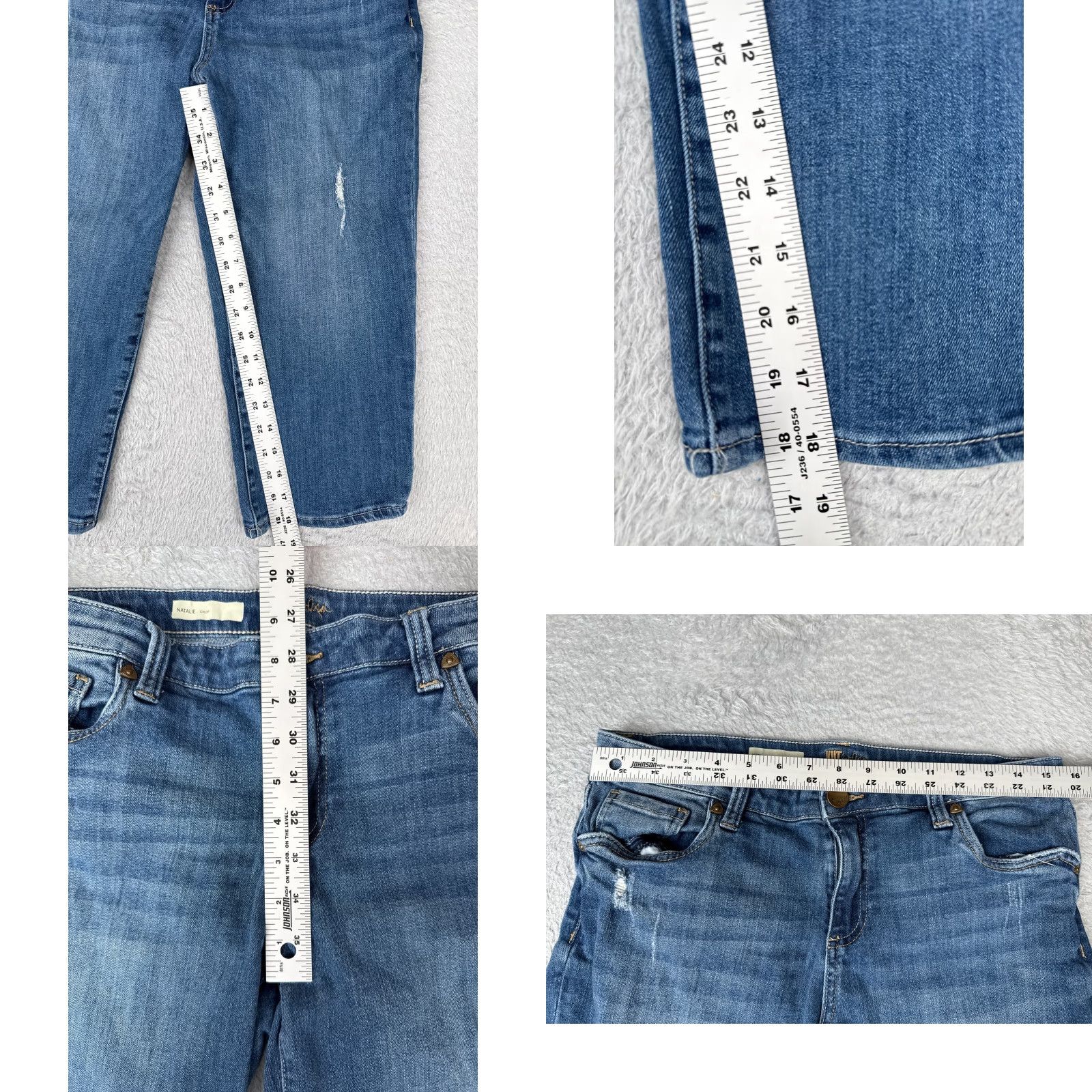 Vintage KUT from the Kloth Jeans Womens 10 Blue Denim Natalie Crop Distressed Mid 31x18 Zip Cropped Regular 5-Pocket Style Modern Classic Size 32" / US 10 / IT 46 - 8 Thumbnail