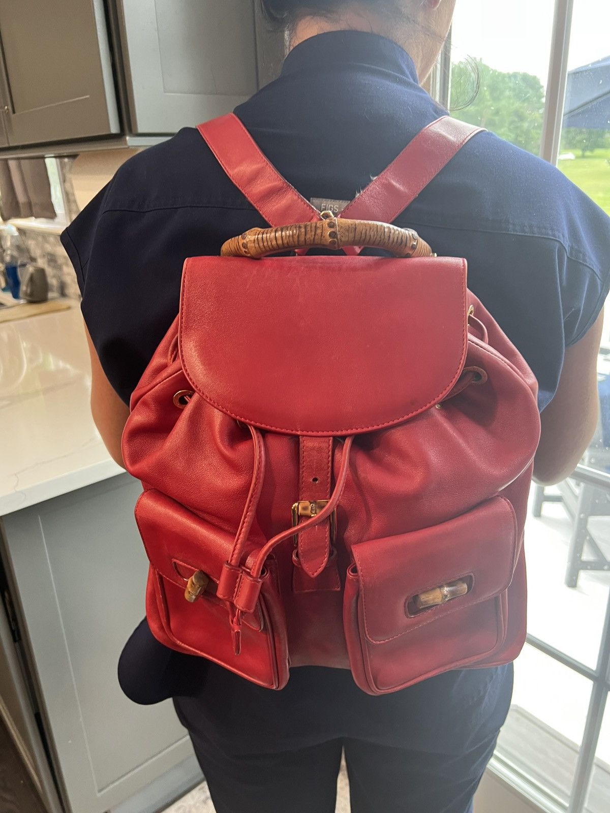 Gucci Vintage Gucci Red Bamboo Backpack – Y2K Tom Ford Era Size ONE SIZE - 18 Thumbnail