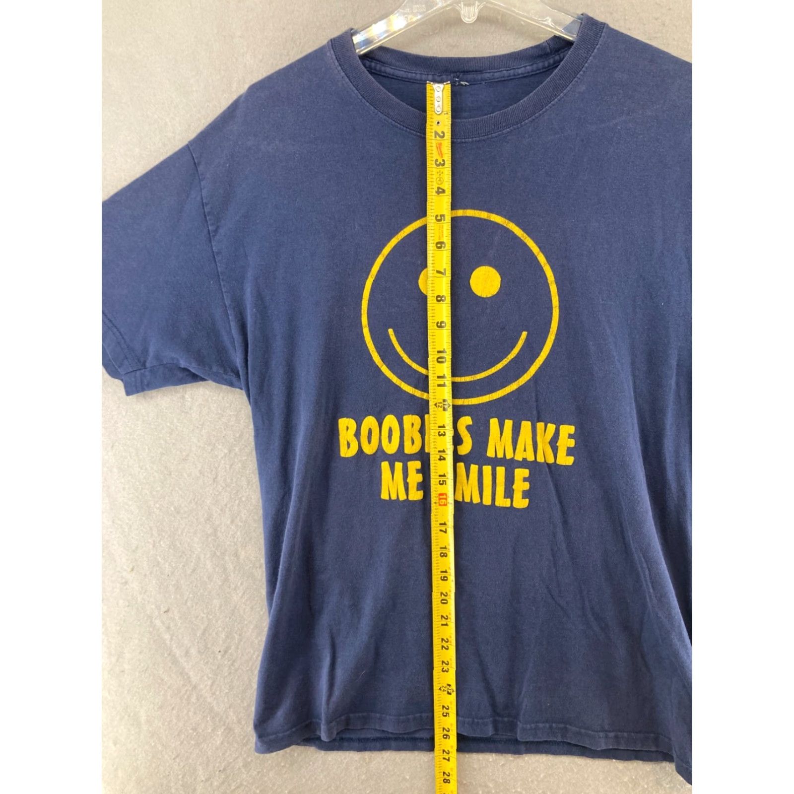 Vintage Boobies Make Me Smile Mens Shirt S Blue Crew Neck Short Sleeve T-Shirt Cotton Blend Jersey Mens Shirt Smilie Face 90s Classic Funny Sports Size US S / EU 44-46 / 1 - 3 Thumbnail