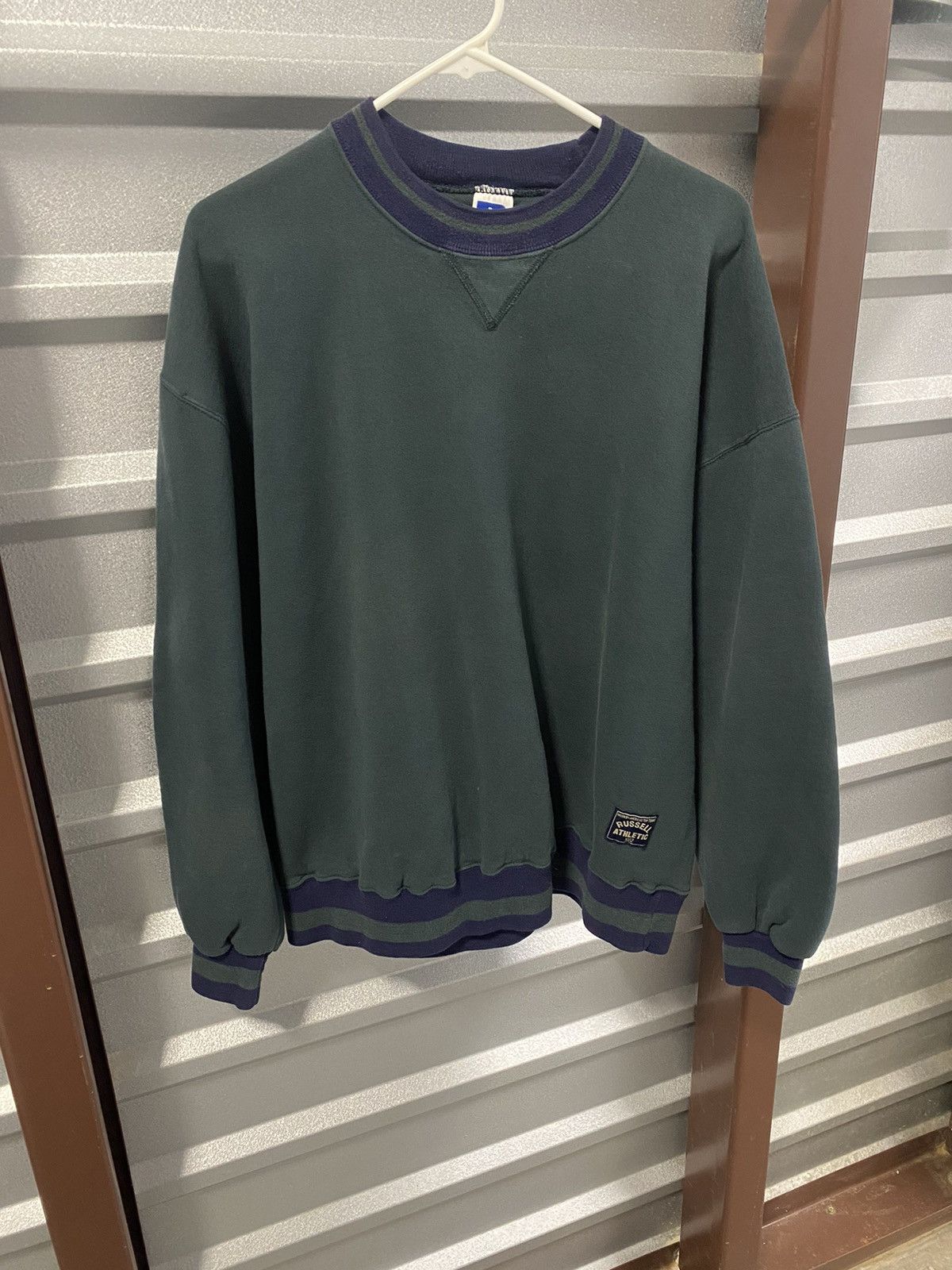 Russell Athletic × Vintage 1990’s Russel Athletic Green Blank Crewneck Size US XL / EU 56 / 4 - 1 Thumbnail