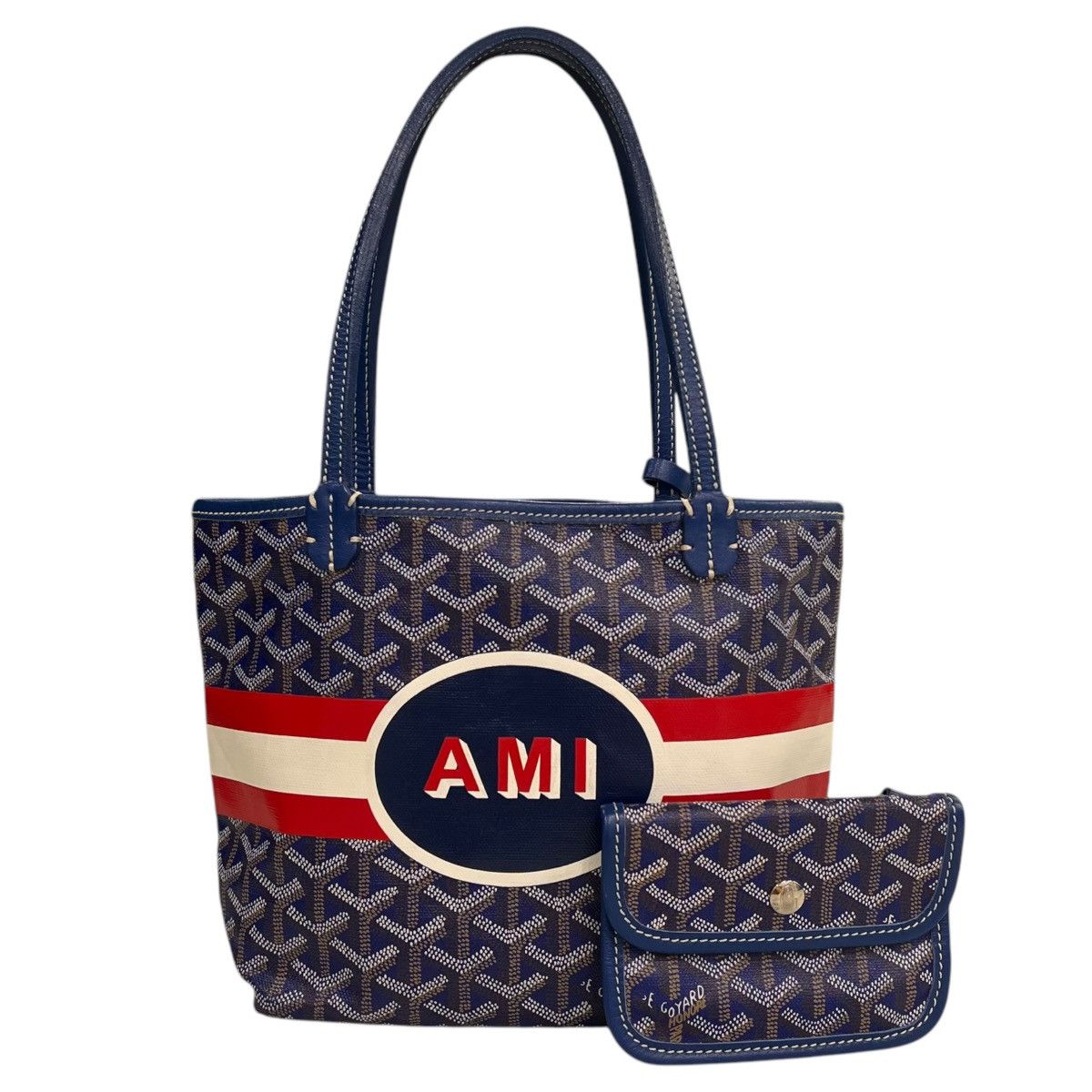 Goyard Saint Louis Junior Mini Tote Bag & Pouch Wallet in Blue, Women's