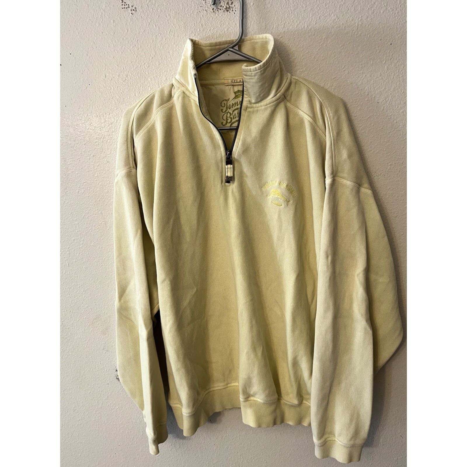 Tommy Bahama Tommy Bahama Relax Sweater Men XL 1/4 Zip Pullover Long Sleeve Yellow Size US XL / EU 56 / 4 - 2 Thumbnail