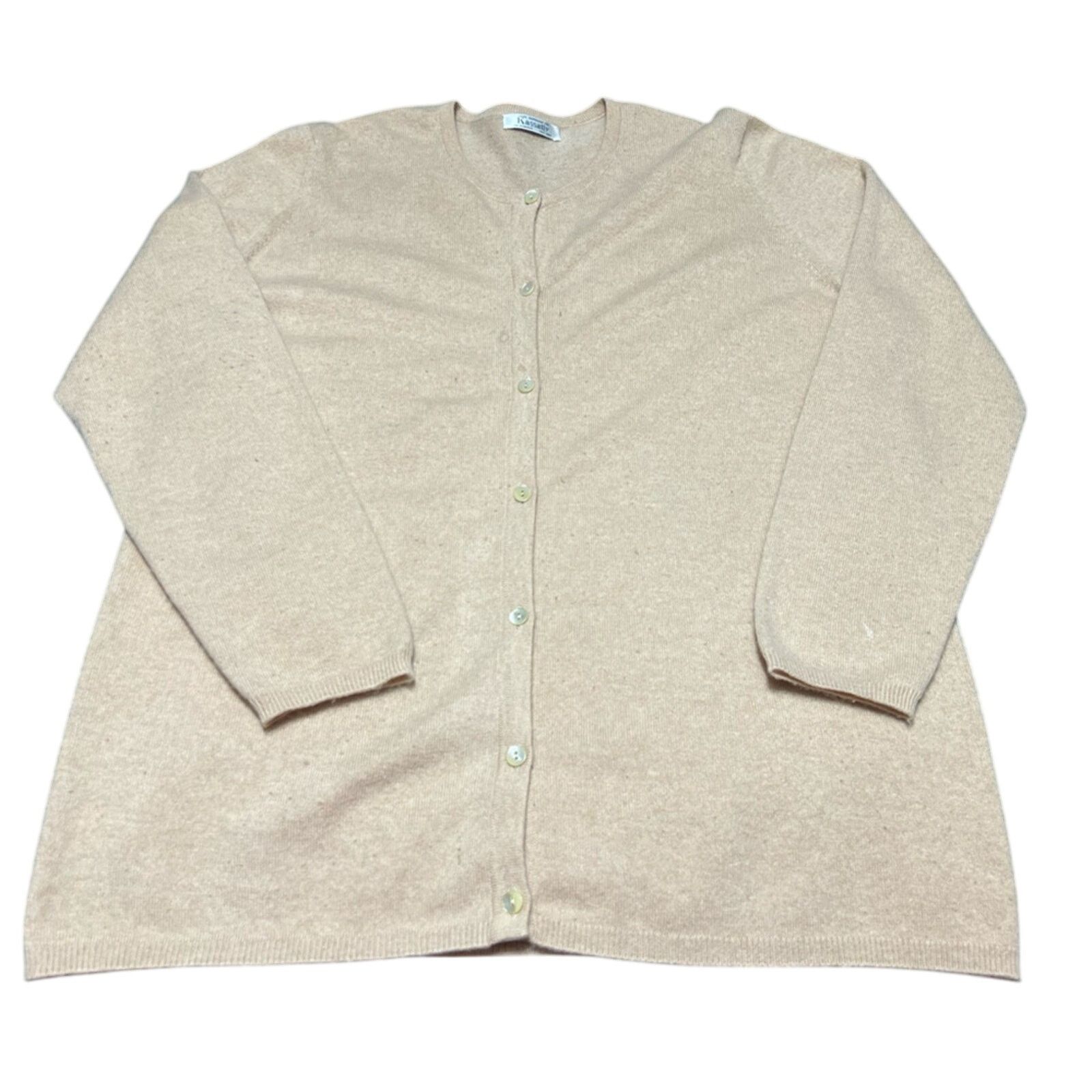 Kassatly Palm Beach 100% Cashmere Tan Cardigan Sweater XL