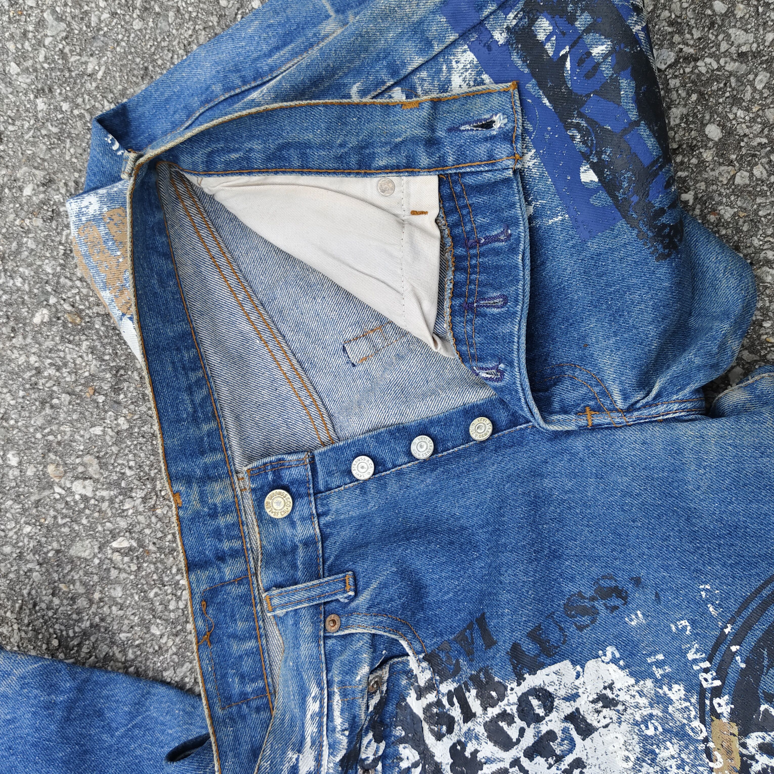 Levi's RARE 90s Levi's 501 Painted Logo Art Graffiti Limited Jean Size US 29 - 10 Thumbnail