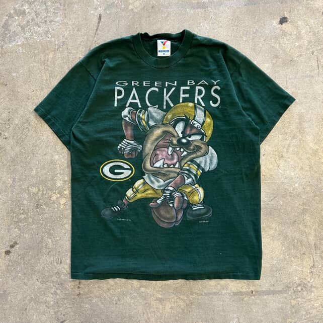 Vintage × Warner Bros Vintage Green Bay Packers Tasmanian Devil Tee Size US XL / EU 56 / 4 - 1 Thumbnail