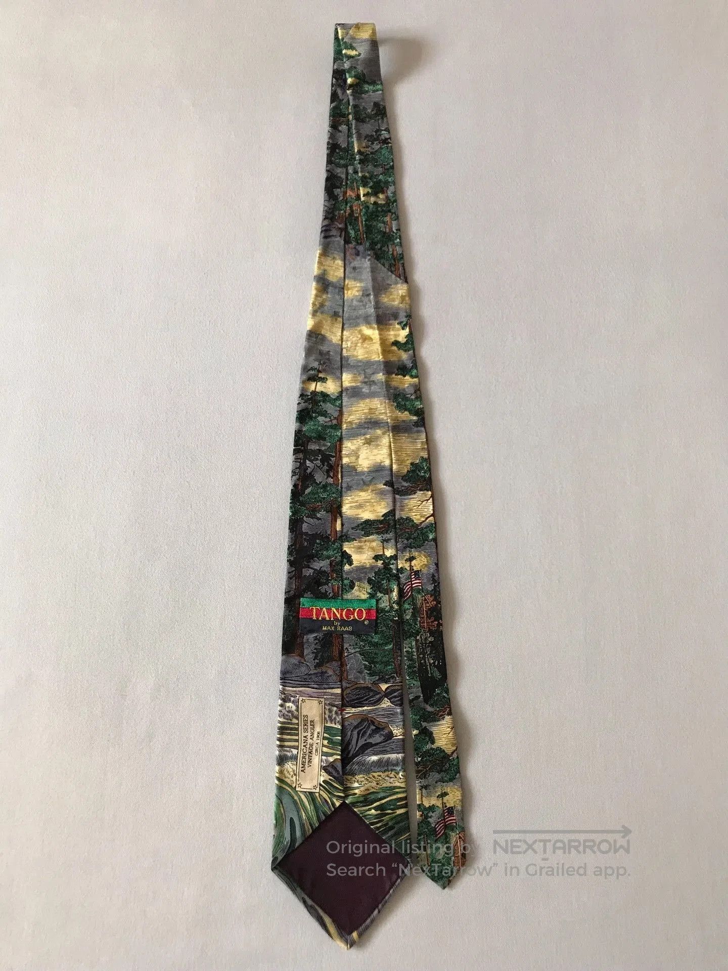 Vintage Vintage Oil Painting Fishing Tango Tie. Size ONE SIZE - 4 Thumbnail