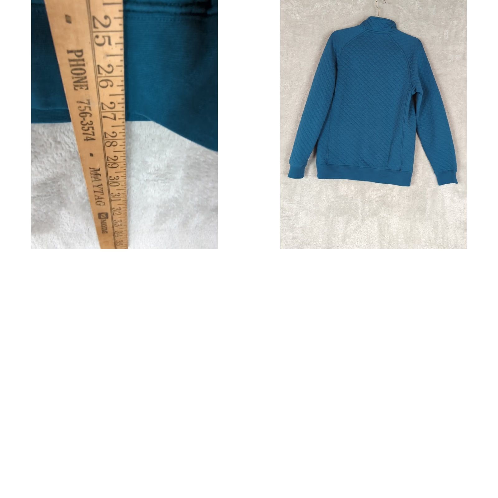 Vintage LL Bean Sweatshirt Men S Teal 1/4 Snap Mock Neck Quilted Diamond Pullover Pocketes Casual Knit Crew Neck Button Snap Dots Size US S / EU 44-46 / 1 - 9 Thumbnail