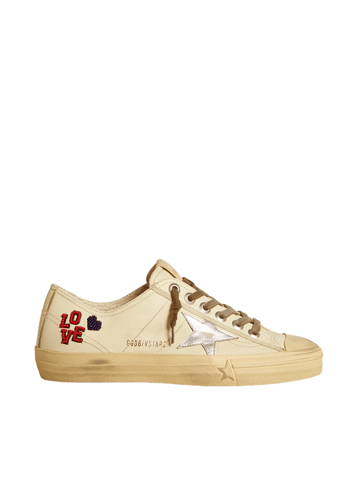 GOLDEN GOOSE V-Star Women's Ecru/Silver Sneakers New