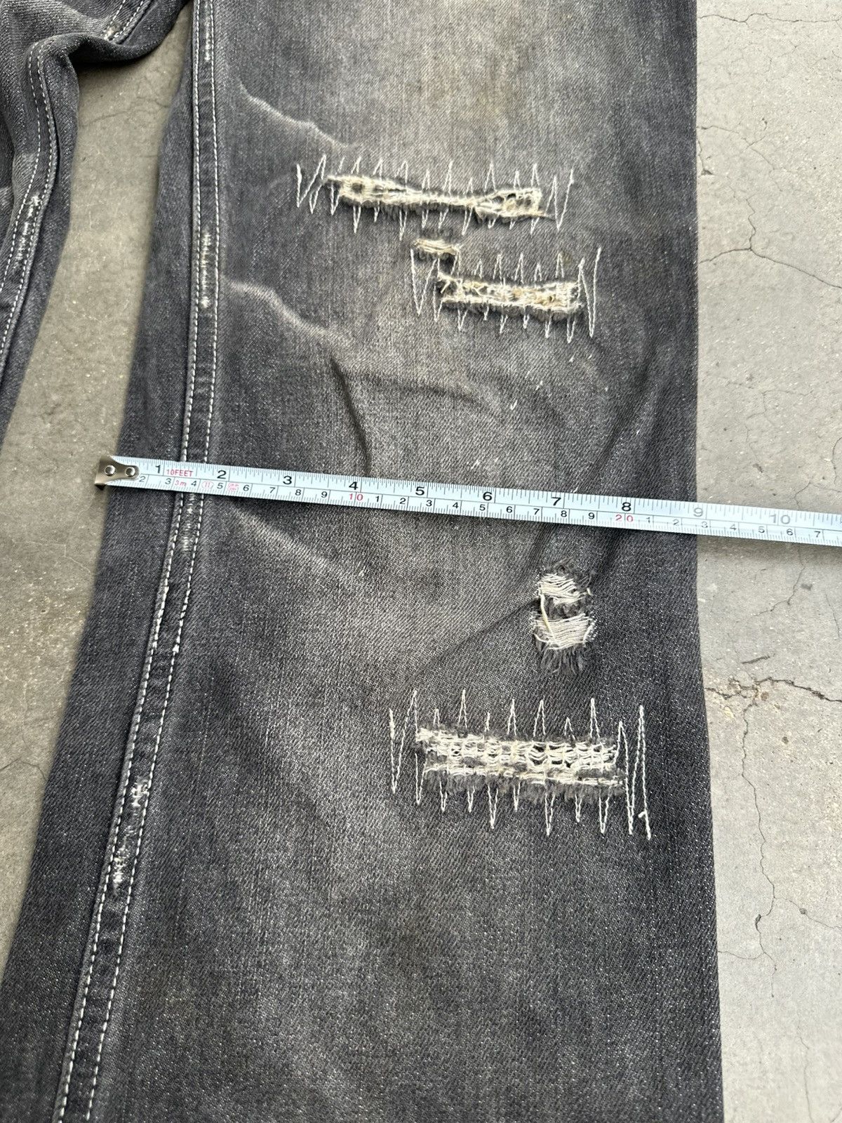 Designer Japanese Brand Zero Sail Distressed Claw Mark Flare Denim Size US 28 / EU 44 - 11 Thumbnail