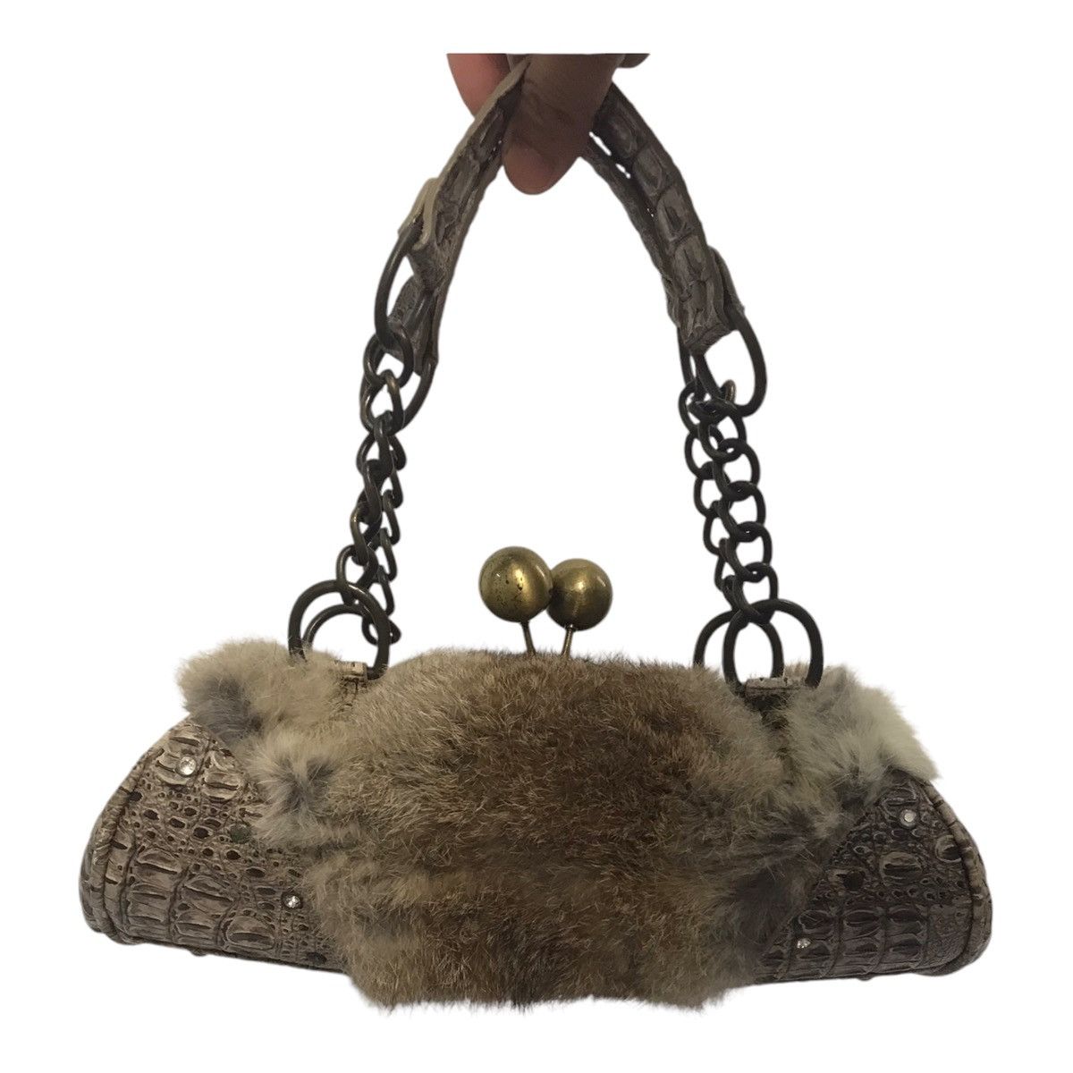 Japanese Brand Crocodile Design half Fur Tote Bag Size ONE SIZE - 2 Thumbnail