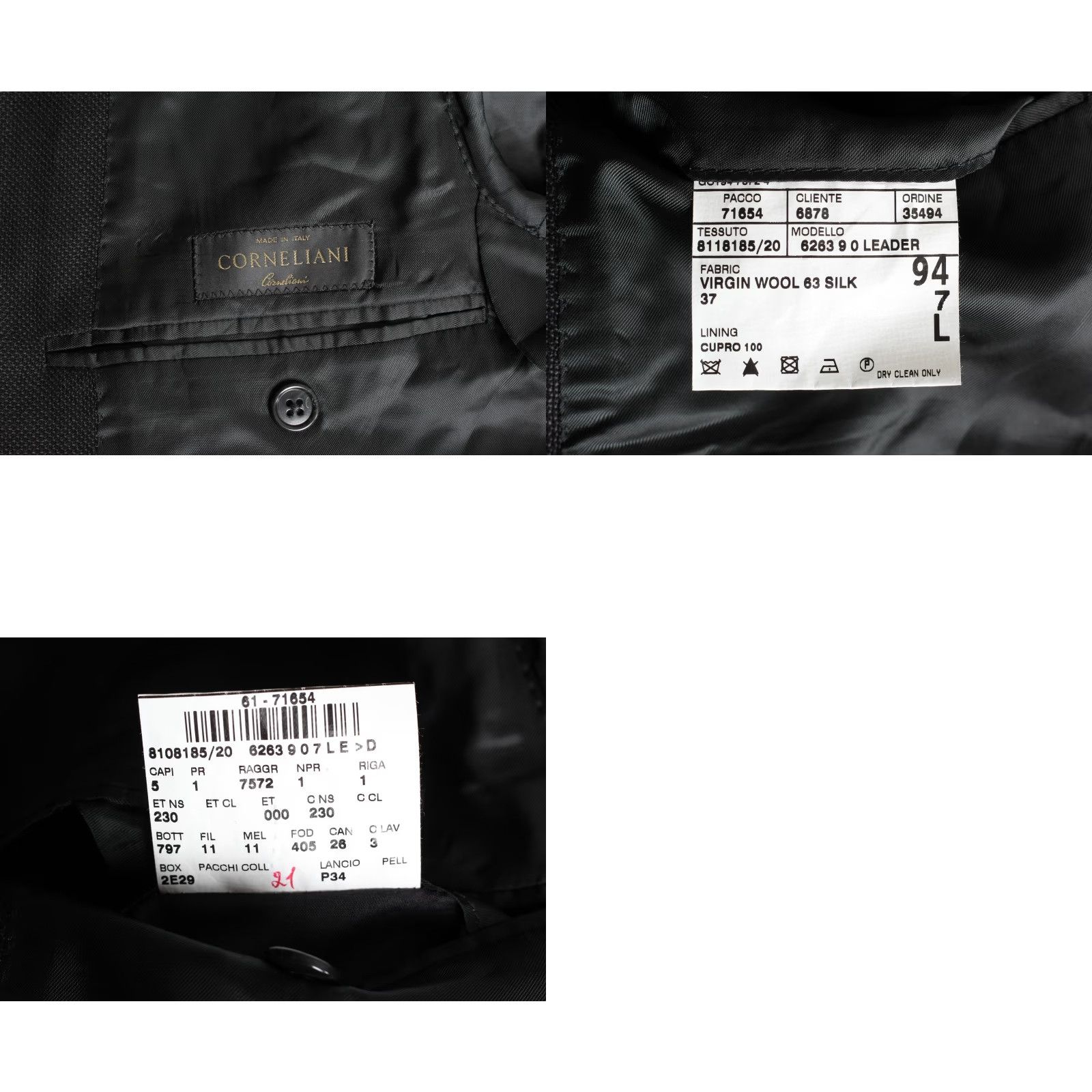 Corneliani CORNELIANI Leader Blazer Jacket Men L Virgin Wool Silk Made in ITALY Blazer Black Mens Regular Jacket Size 42R - 8 Thumbnail