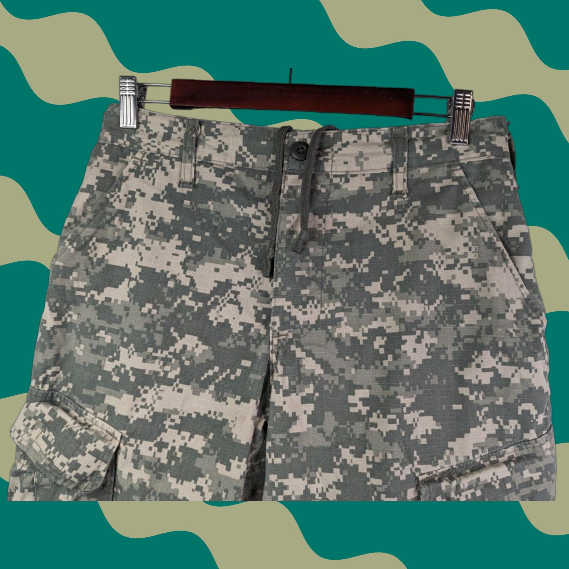 Vintage Army Combat Uniform Trousers Pants S Short Digital Camo Mens Navy Nylon Cotton Inseam 28" US Military SP M100-05-D-0427 Size US 29 - 1 Thumbnail