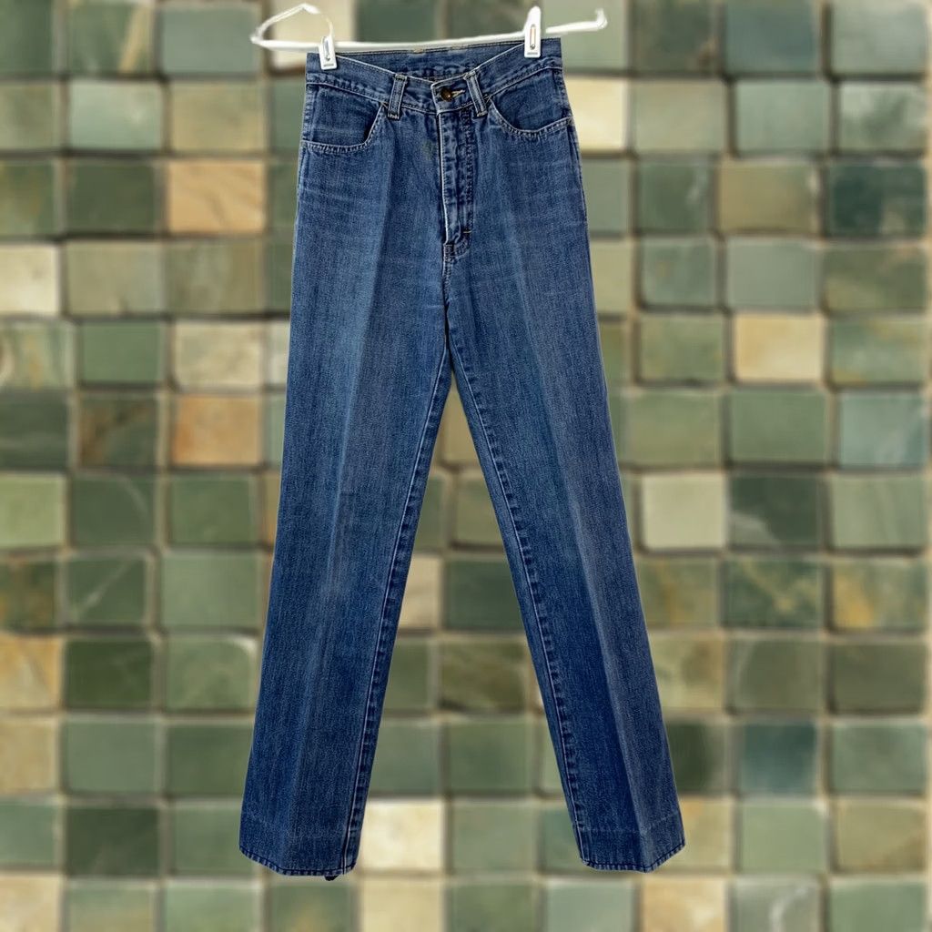 Vintage VINTAGE French Star Womens Jeans High Rise Straight Leg 24" Waist Blue 1970s Denim Jeans Mens Womens Size 42" / US 20 - 1 Thumbnail