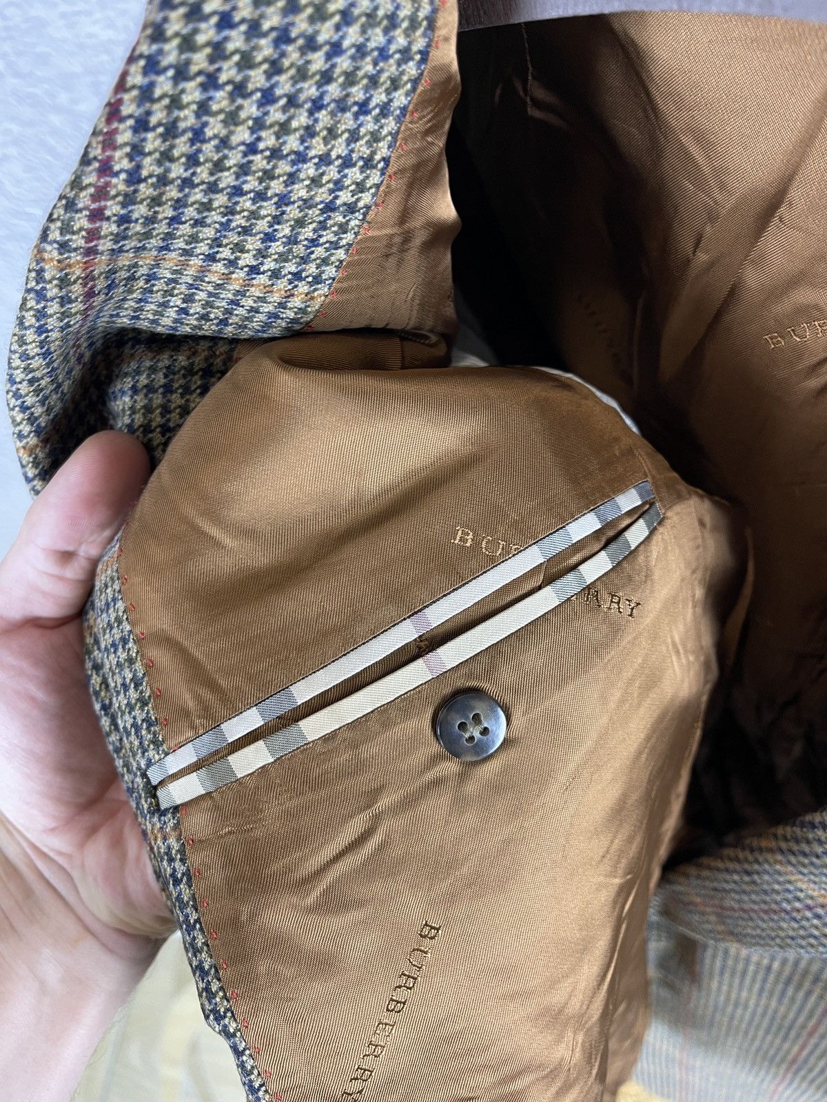 Burberry Burberry London luxury wool tweed Houndstooth blazer size 26 Size 46R - 17 Thumbnail