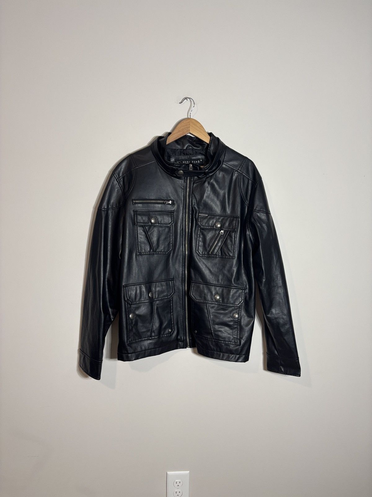 Marc Ecko Marc Ecko Cut & Sew Black Leather Moto Jacket XXL Size US XXL / EU 58 / 5 - 2 Thumbnail